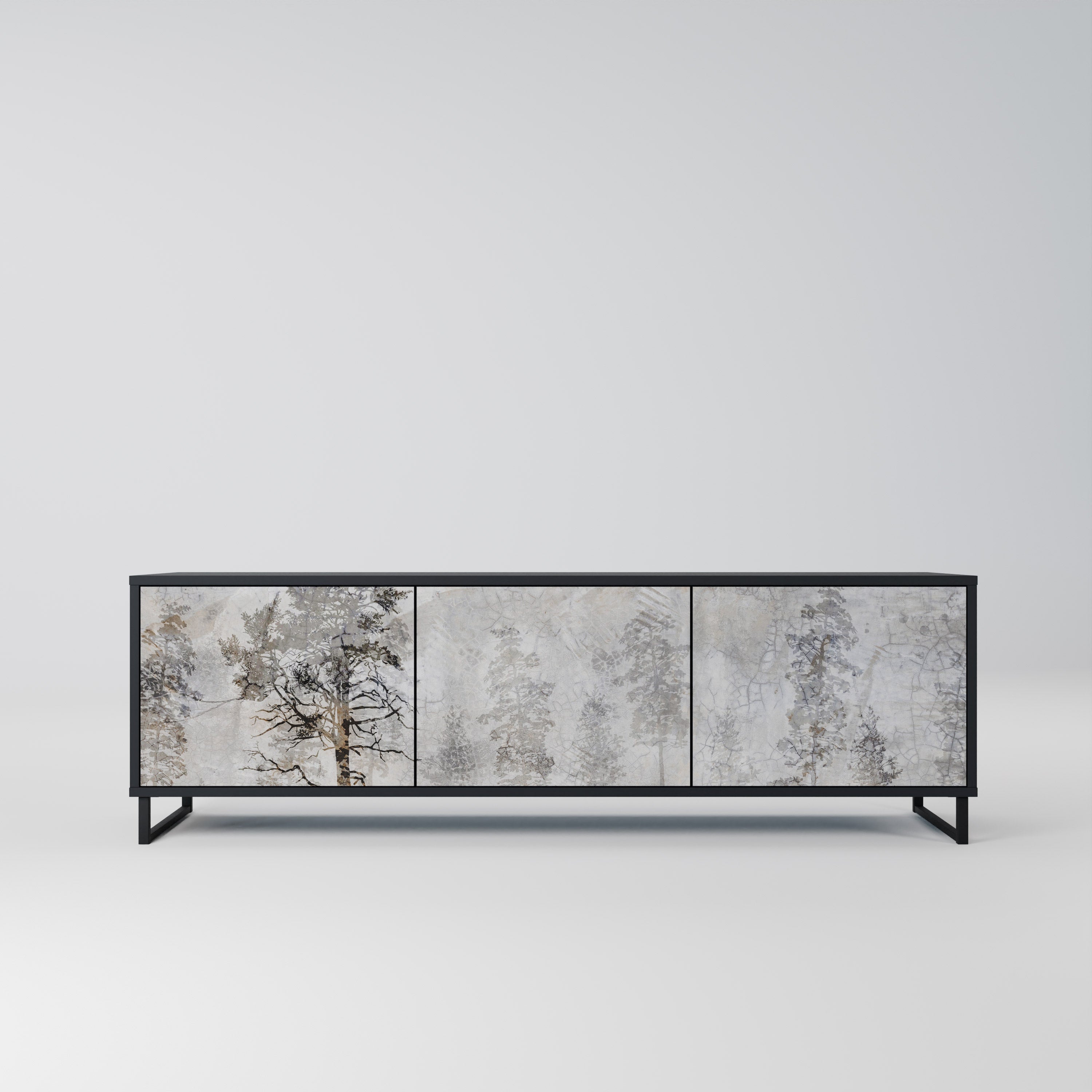 FADE IN THE TREES Móvel de TV com 3 Portas em Acabamento Preto