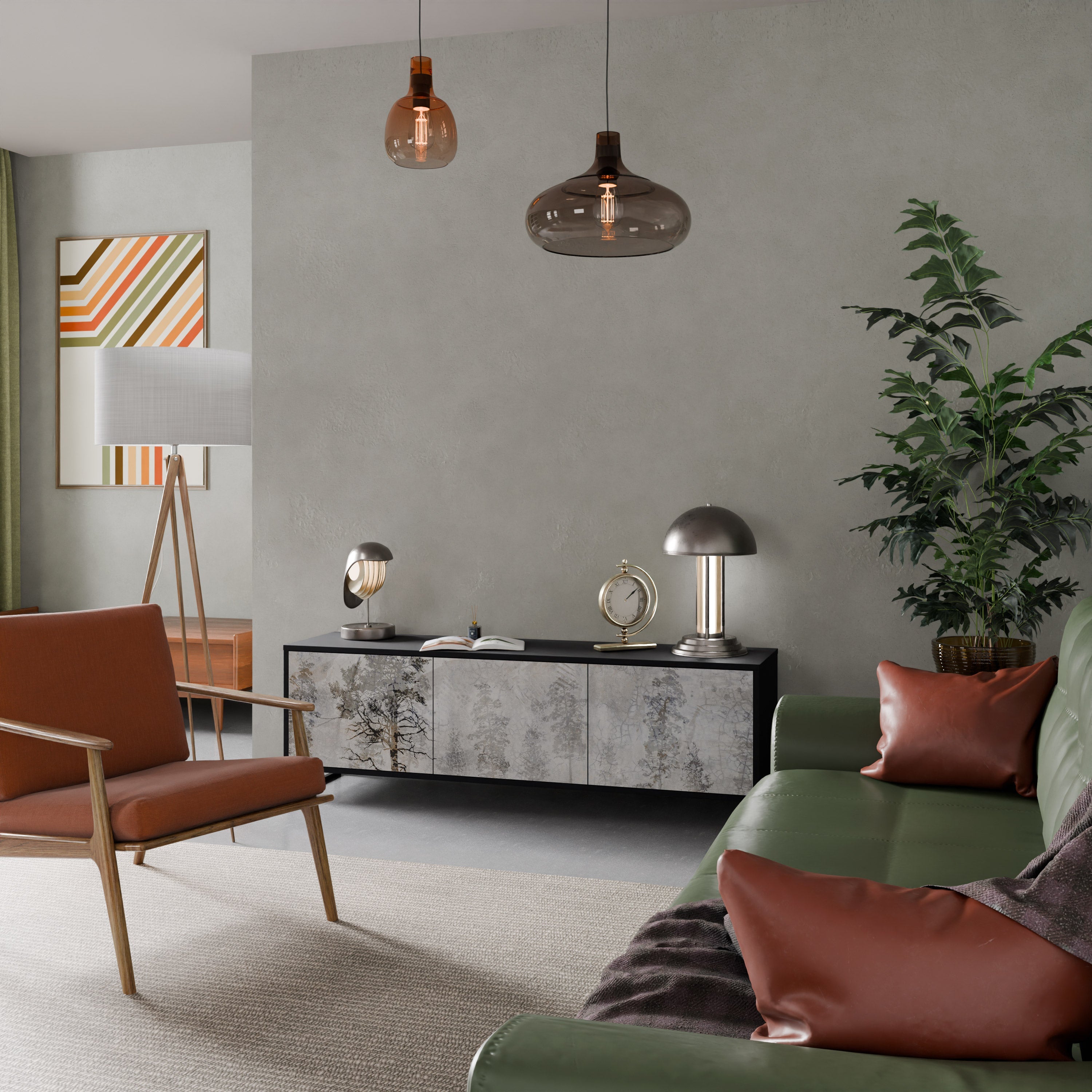 FADE IN THE TREES Móvel de TV com 3 Portas em Acabamento Preto