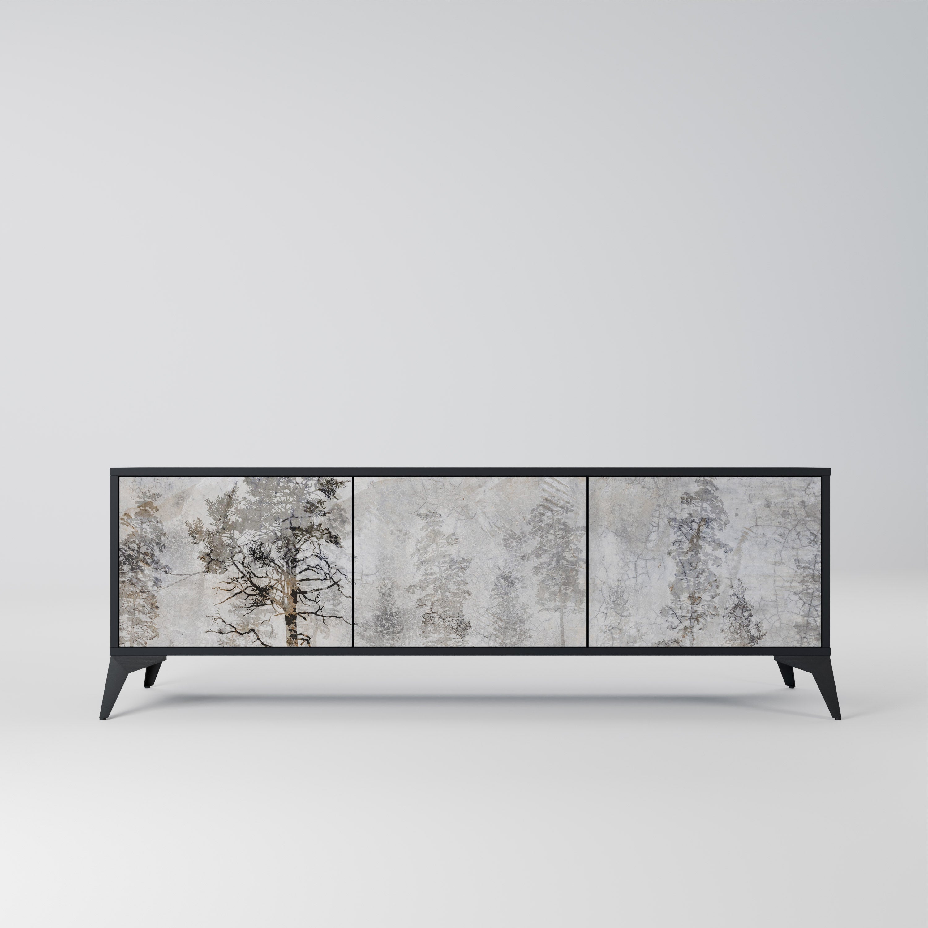 FADE IN THE TREES Móvel de TV com 3 Portas em Acabamento Preto