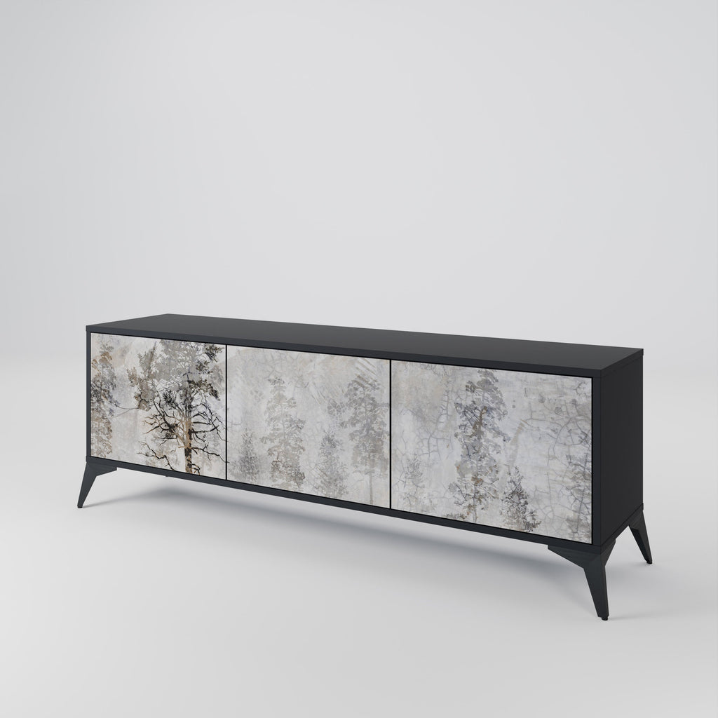 FADE IN THE TREES Móvel de TV com 3 Portas em Acabamento Preto