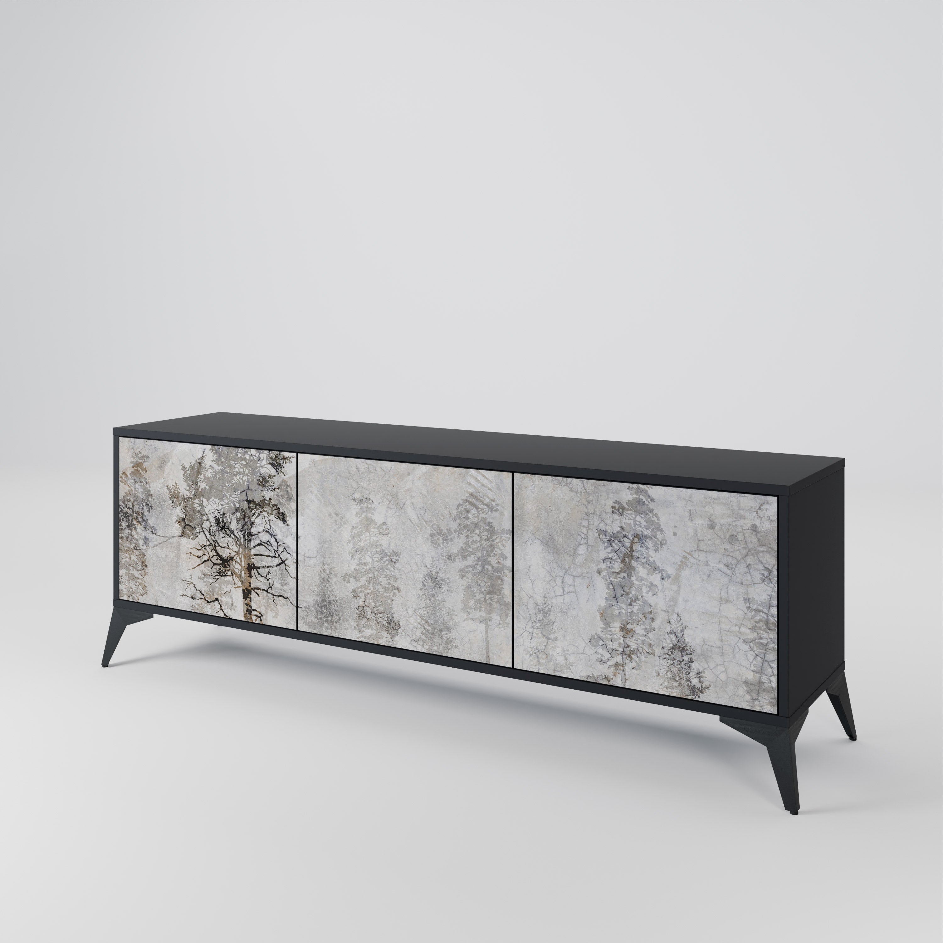 FADE IN THE TREES Móvel de TV com 3 Portas em Acabamento Preto