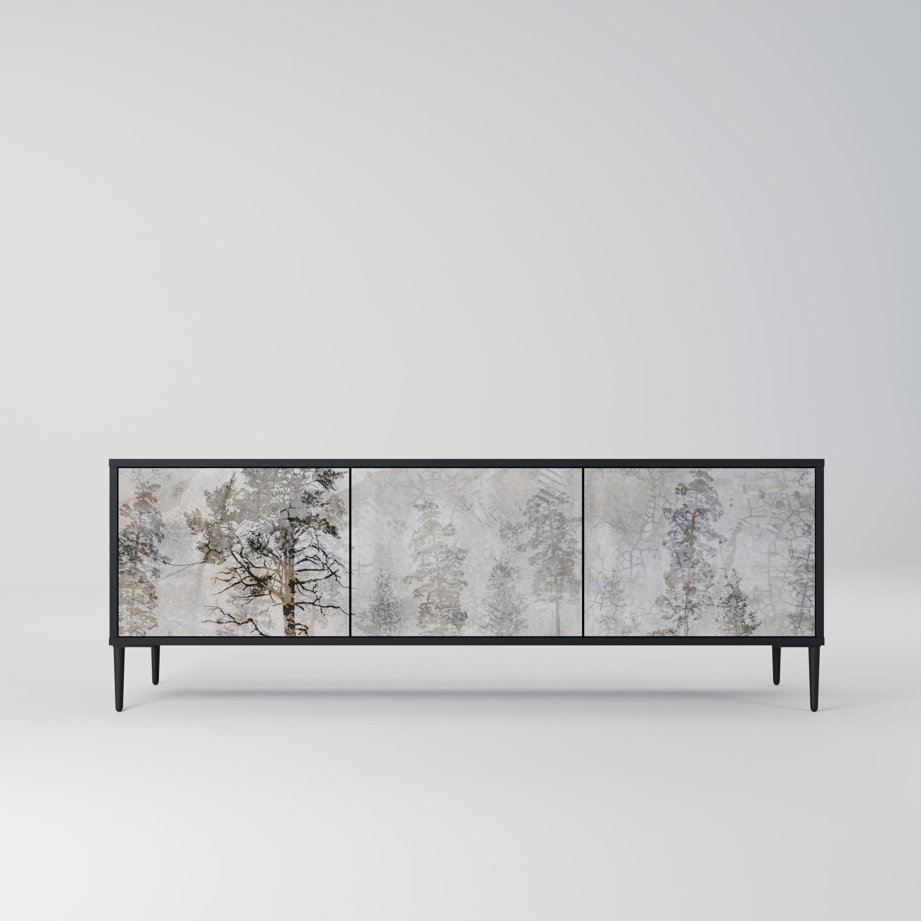 FADE IN THE TREES Móvel de TV com 3 Portas em Acabamento Preto