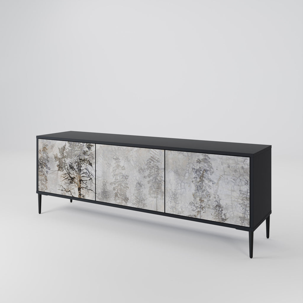 FADE IN THE TREES Móvel de TV com 3 Portas em Acabamento Preto