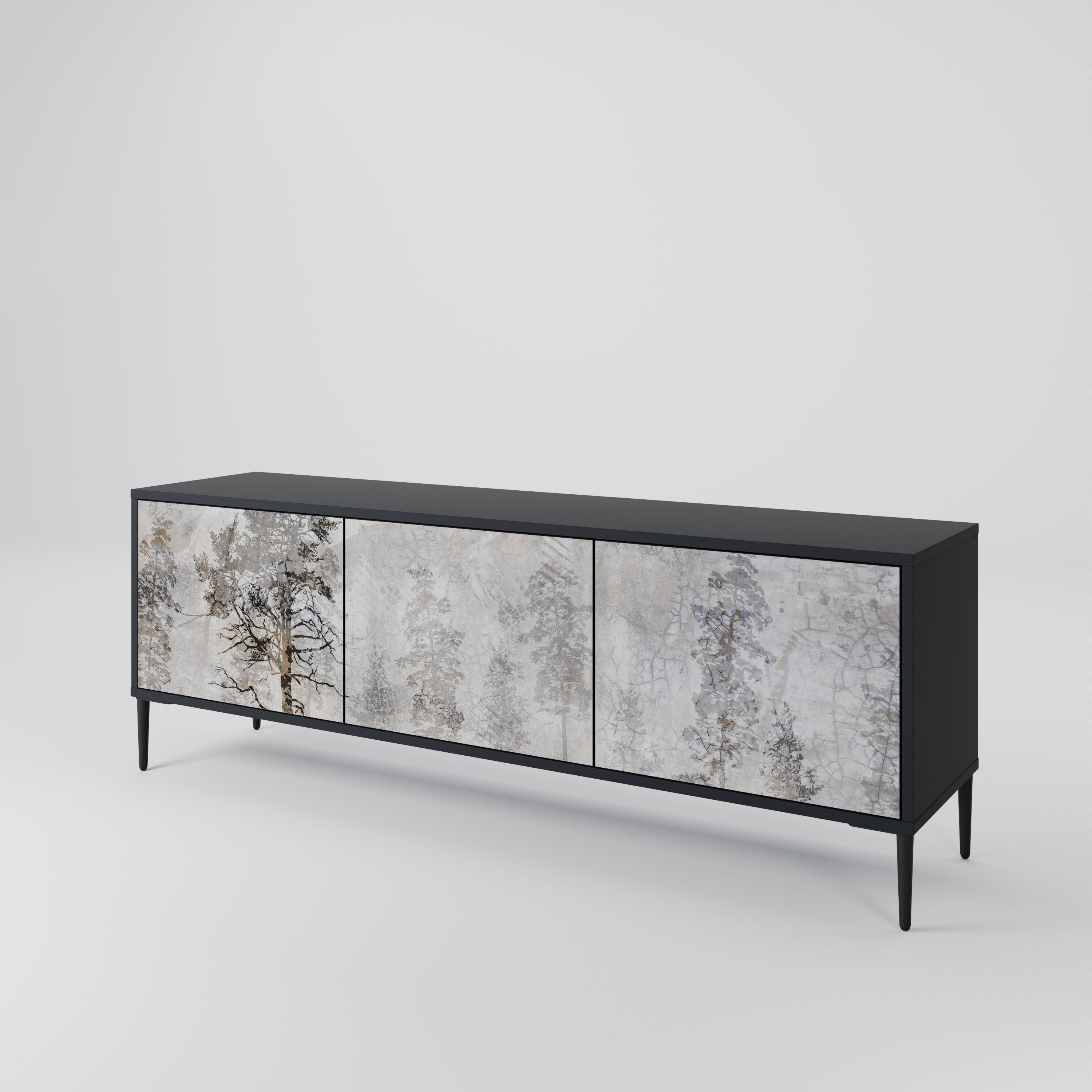 FADE IN THE TREES Móvel de TV com 3 Portas em Acabamento Preto