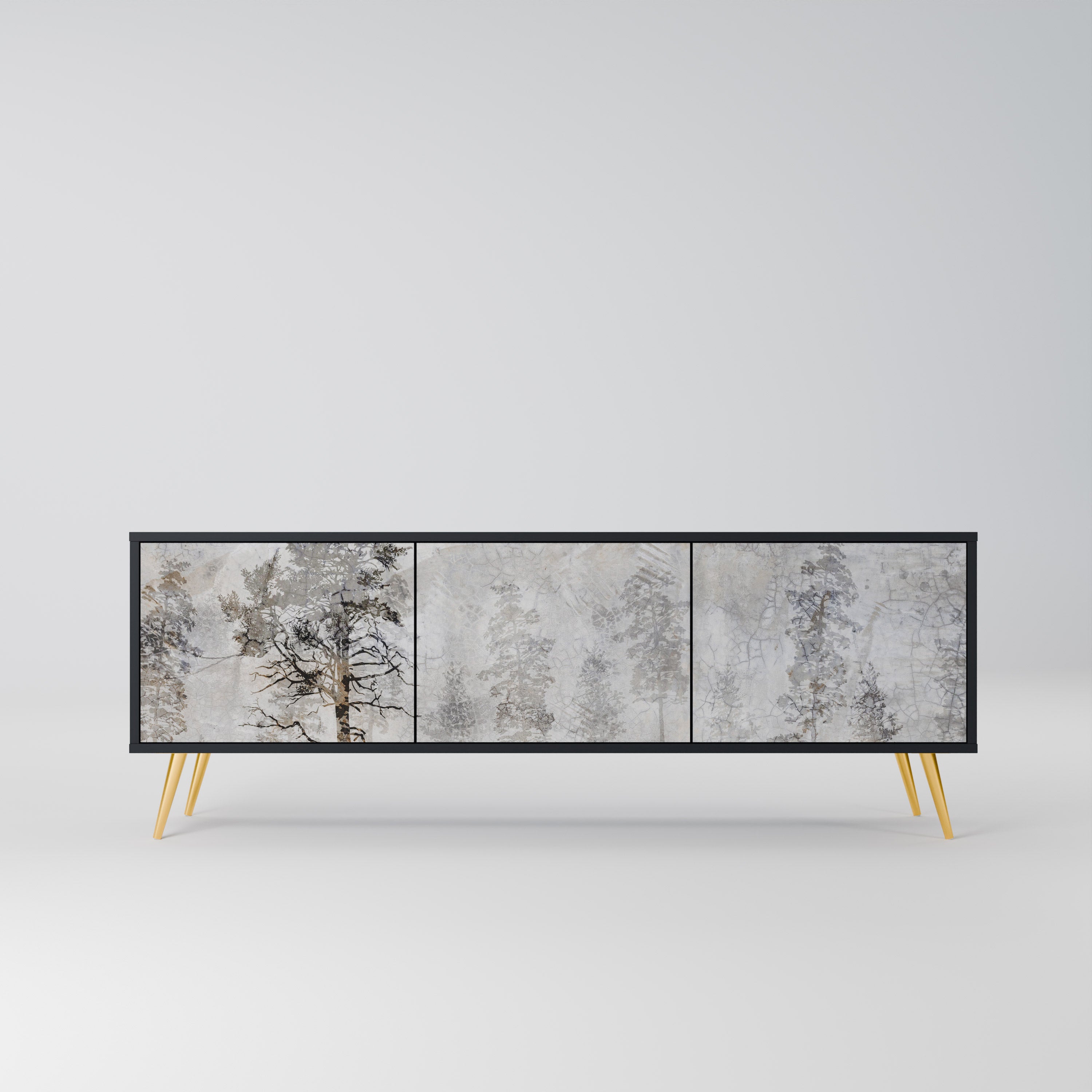 FADE IN THE TREES Móvel de TV com 3 Portas em Acabamento Preto