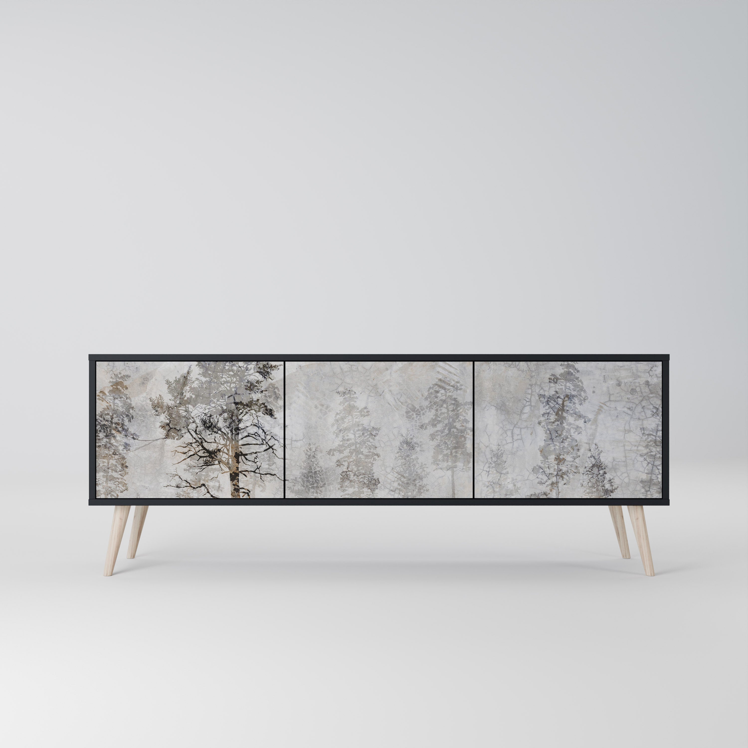 FADE IN THE TREES Móvel de TV com 3 Portas em Acabamento Preto