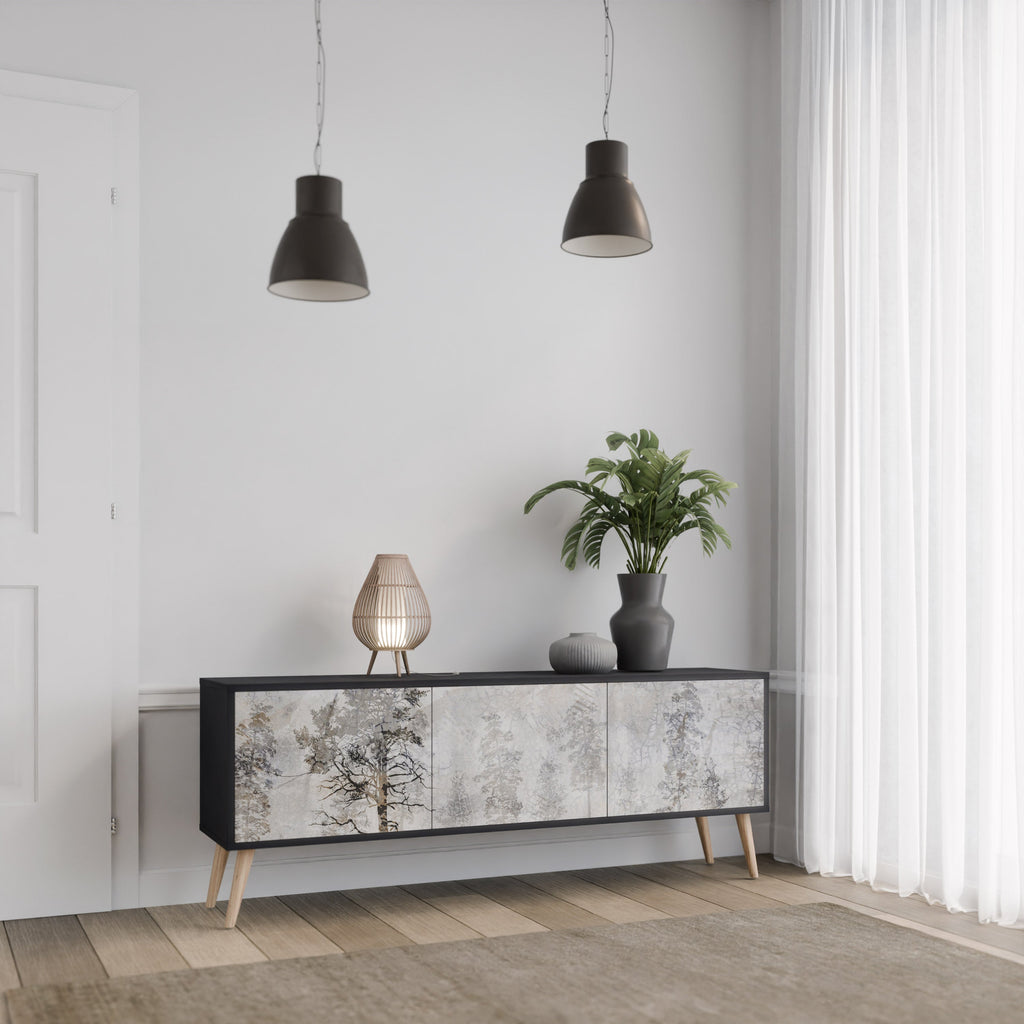 FADE IN THE TREES Móvel de TV com 3 Portas em Acabamento Preto