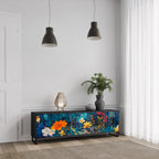 MIDNIGHT BLOSSOM Móvel de TV com 3 Portas em Acabamento Preto