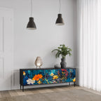 MIDNIGHT BLOSSOM Móvel de TV com 3 Portas em Acabamento Preto