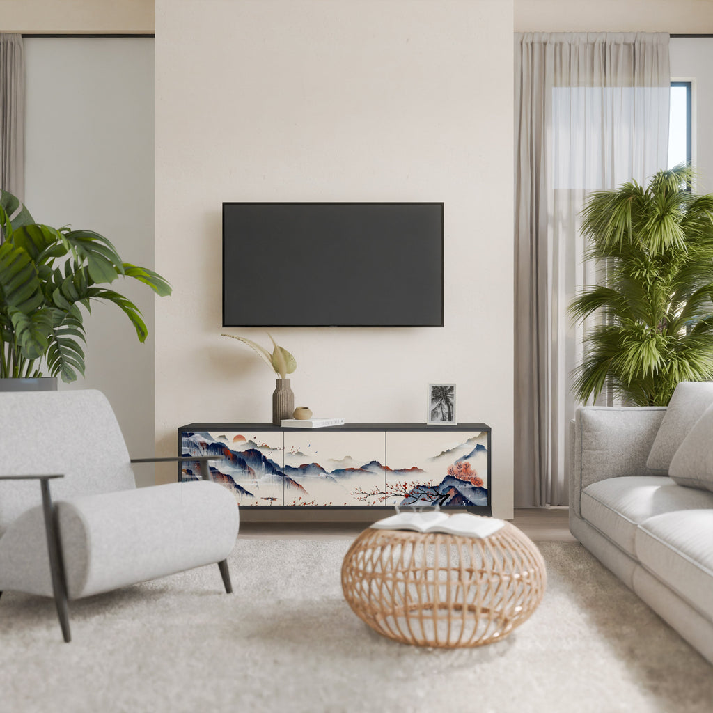 JAPANESE LANDSCAPE Móvel de TV com 3 Portas em Acabamento Preto