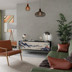 JAPANESE LANDSCAPE Móvel de TV com 3 Portas em Acabamento Preto