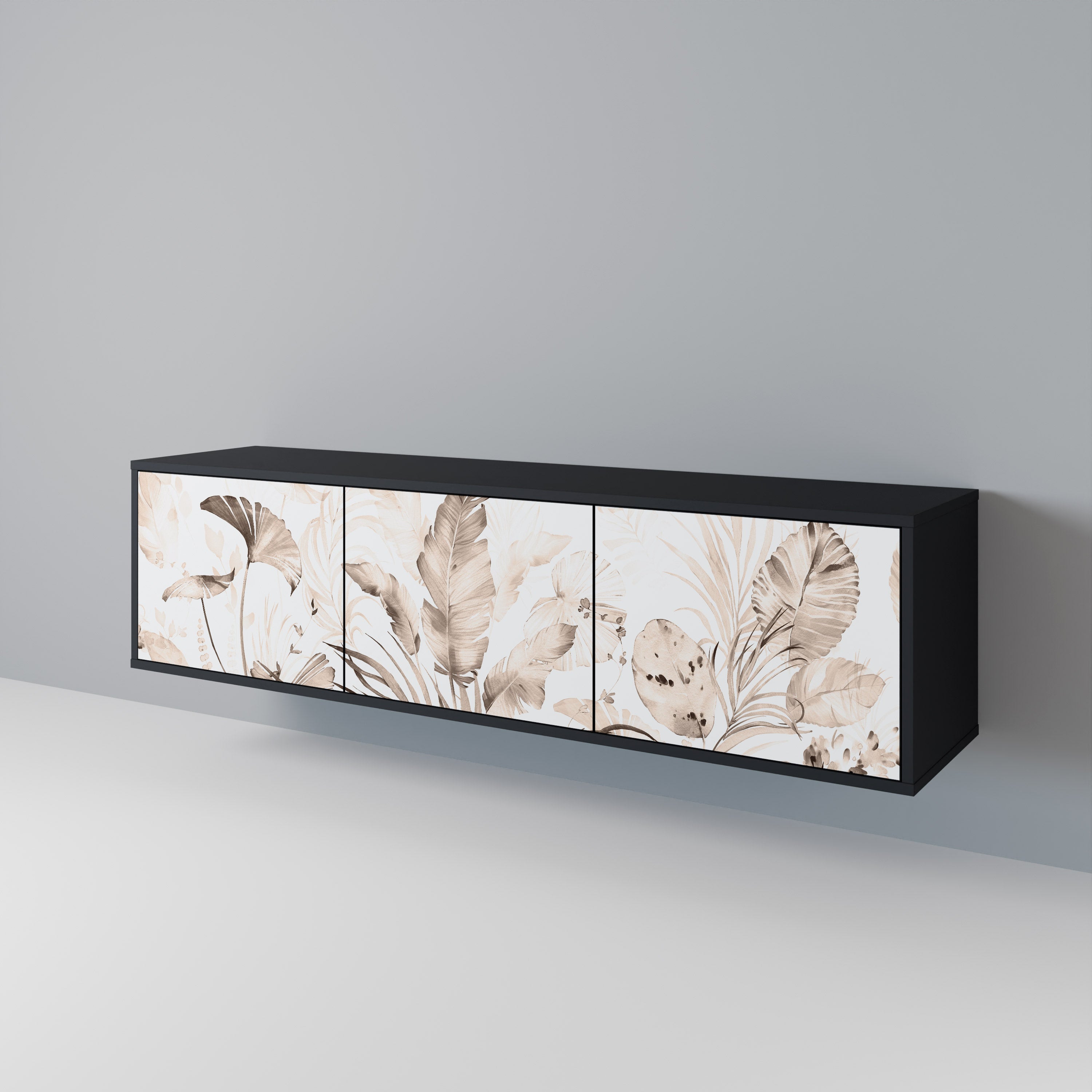 WILD TENDERNESS 3-Door TV Stand in Black Finish