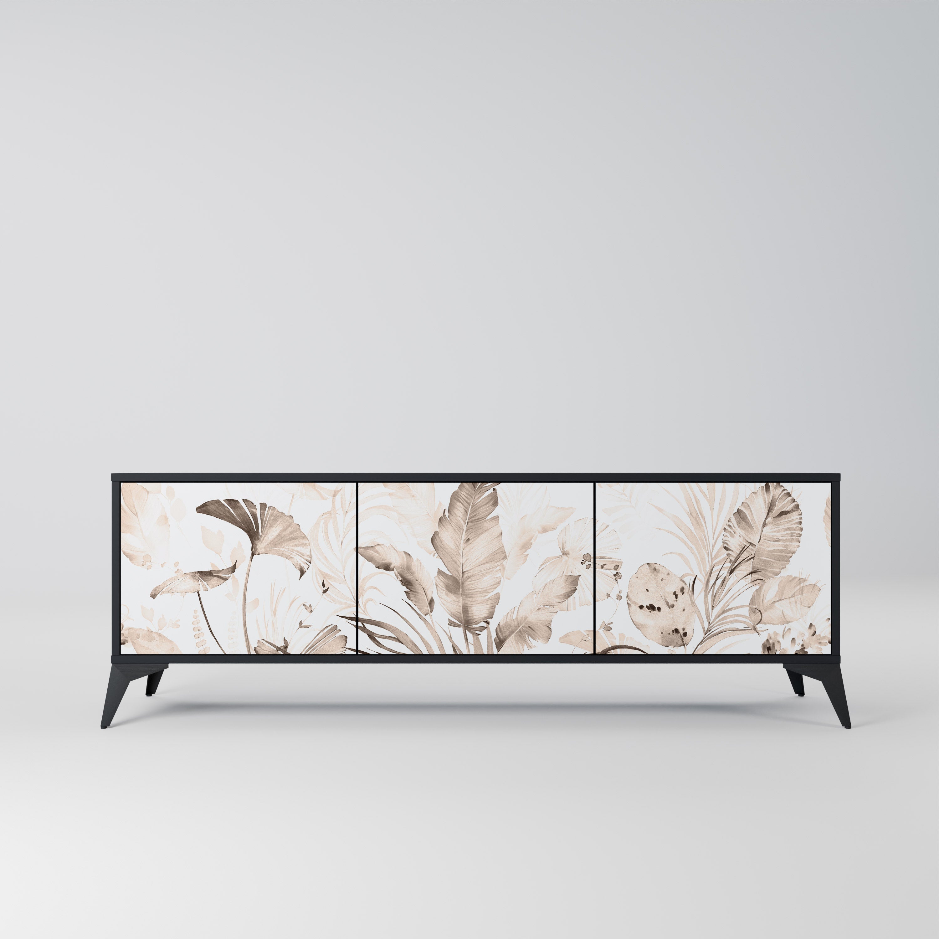 WILD TENDERNESS Móvel de TV com 3 Portas em Acabamento Preto