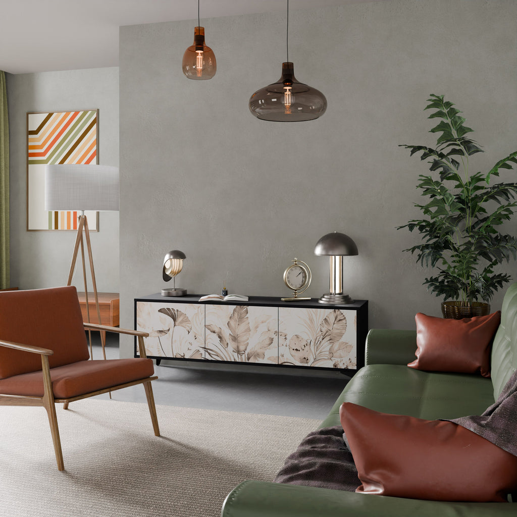 WILD TENDERNESS 3-Door TV Stand in Black Finish