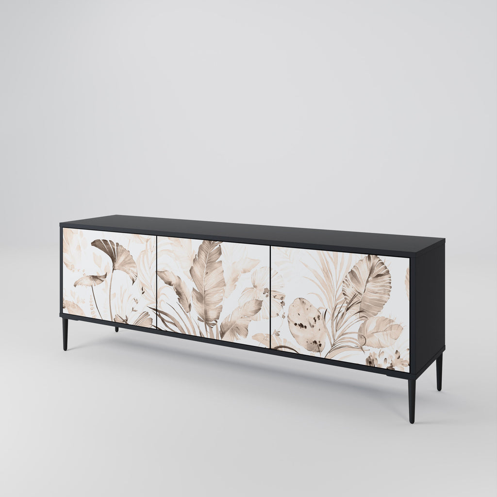 WILD TENDERNESS 3-Door TV Stand in Black Finish