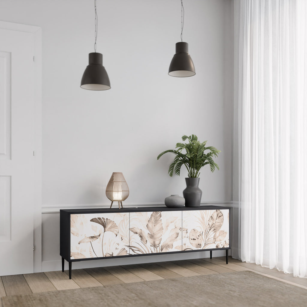 WILD TENDERNESS 3-Door TV Stand in Black Finish