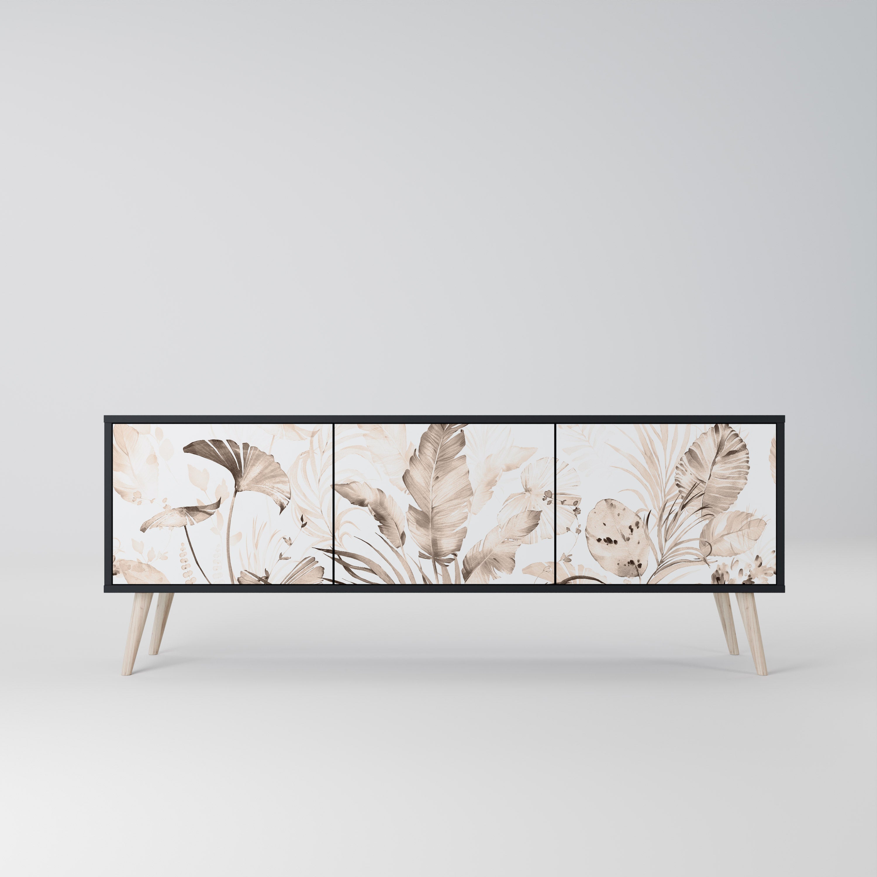 WILD TENDERNESS Móvel de TV com 3 Portas em Acabamento Preto