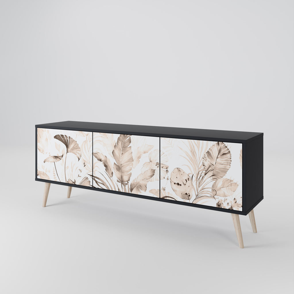 WILD TENDERNESS 3-Door TV Stand in Black Finish