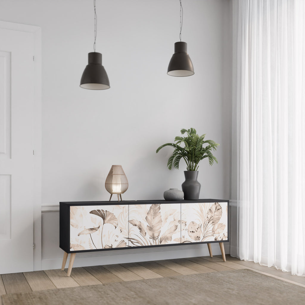 WILD TENDERNESS 3-Door TV Stand in Black Finish