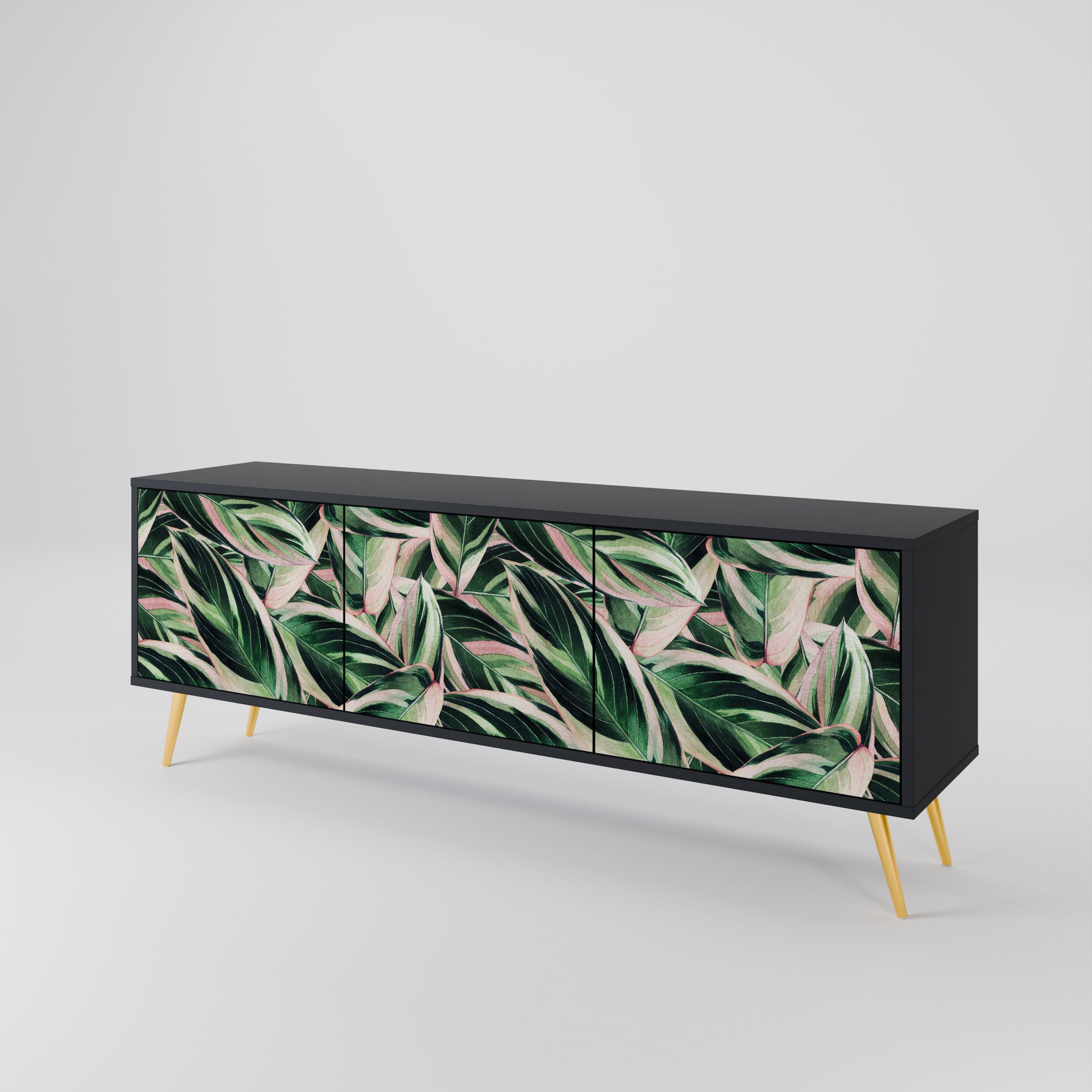 EERIE STROMANTHE Móvel de TV com 3 Portas em Acabamento Preto