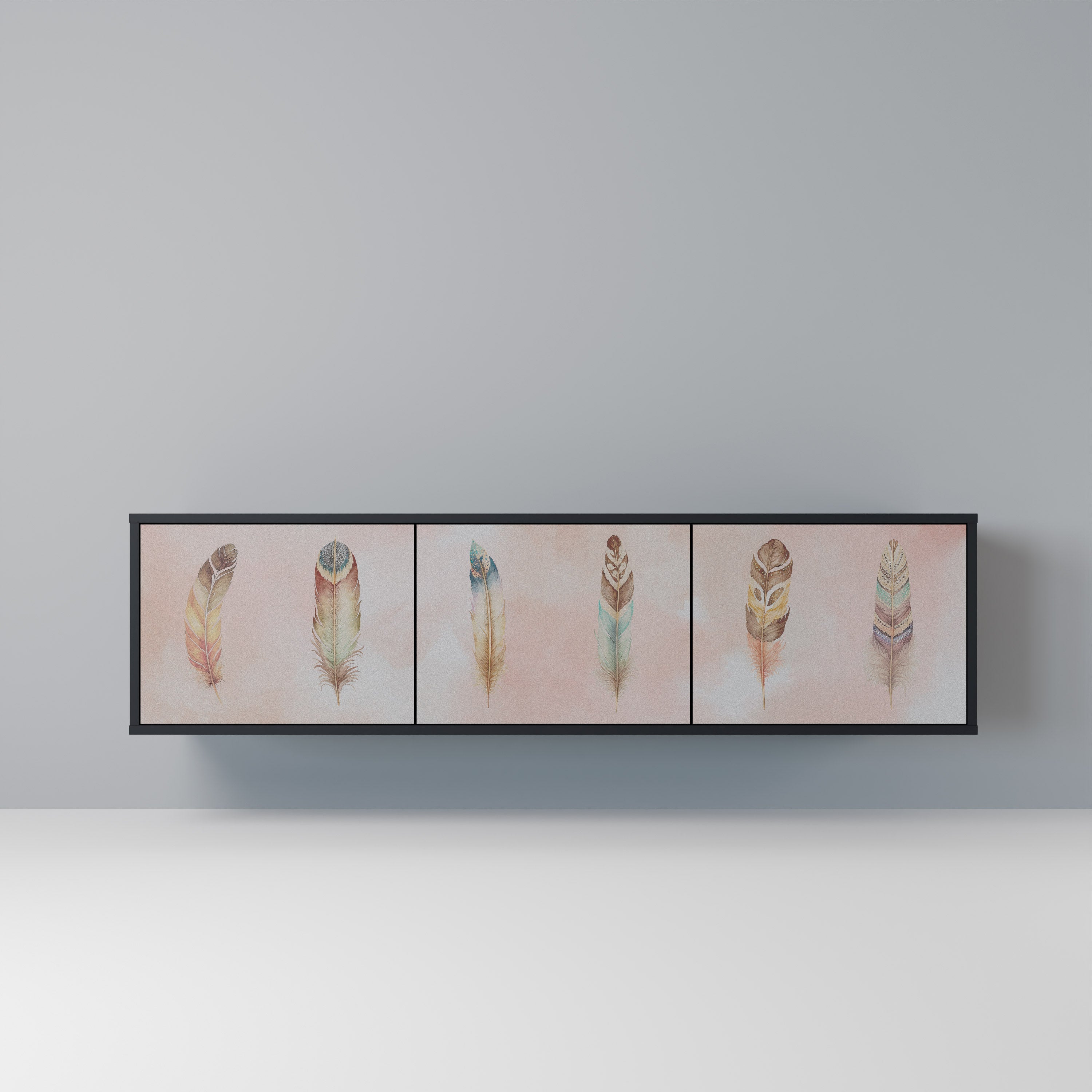 THE DELIQUESCE Móvel de TV com 3 Portas em Acabamento Preto