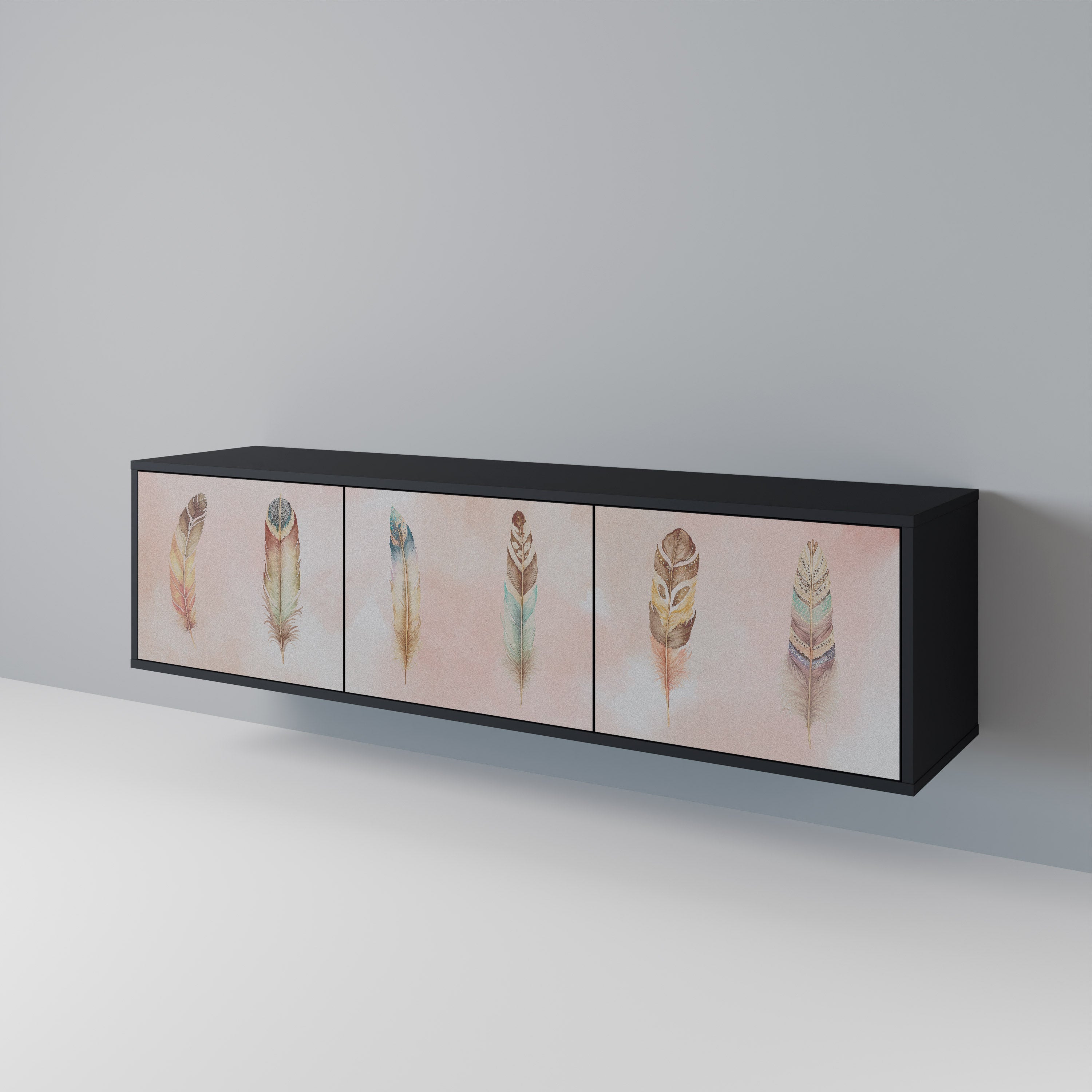 THE DELIQUESCE Móvel de TV com 3 Portas em Acabamento Preto