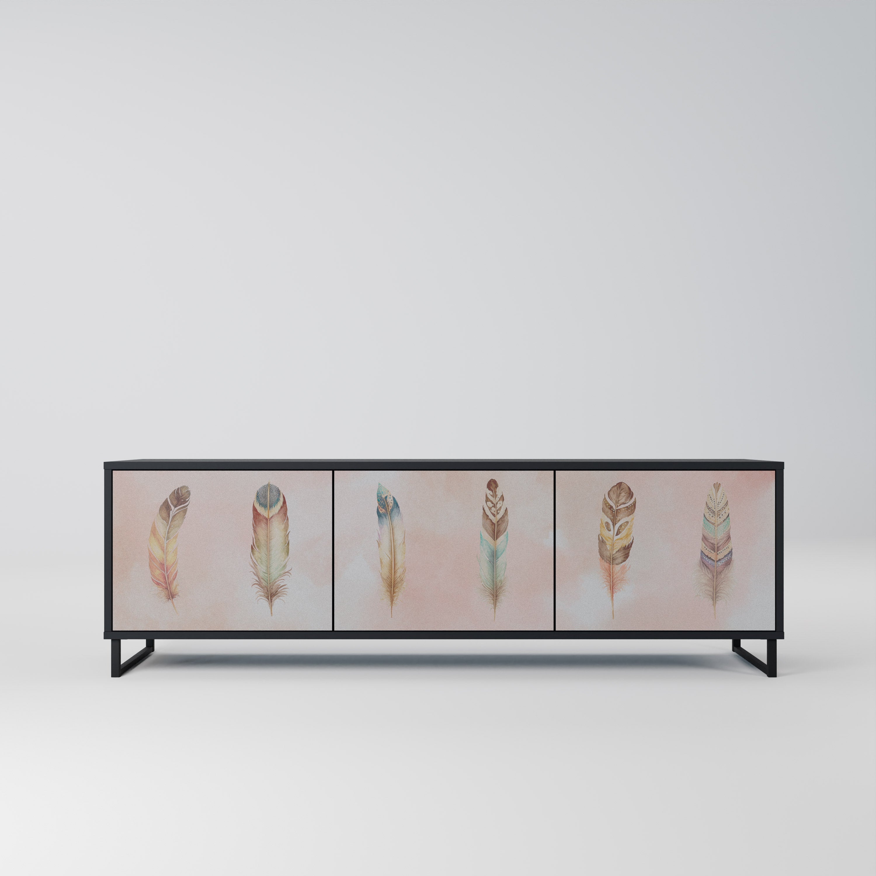 THE DELIQUESCE Móvel de TV com 3 Portas em Acabamento Preto