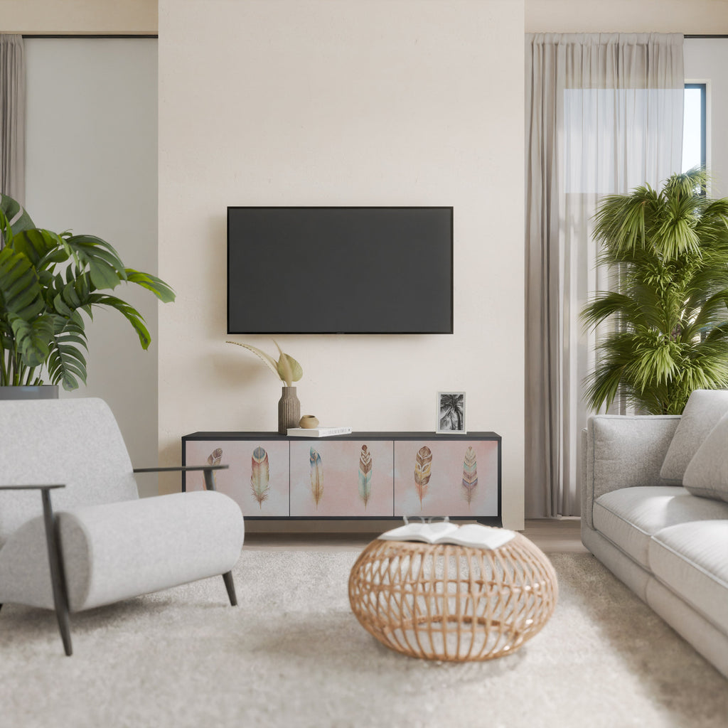 THE DELIQUESCE Móvel de TV com 3 Portas em Acabamento Preto