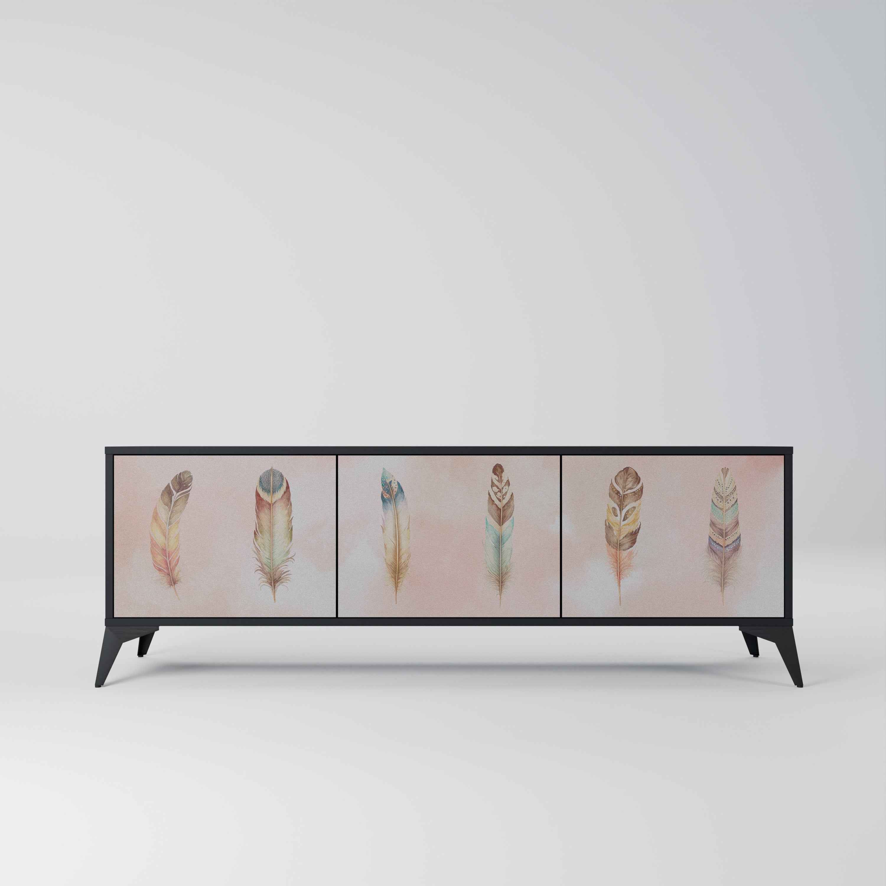 THE DELIQUESCE Móvel de TV com 3 Portas em Acabamento Preto