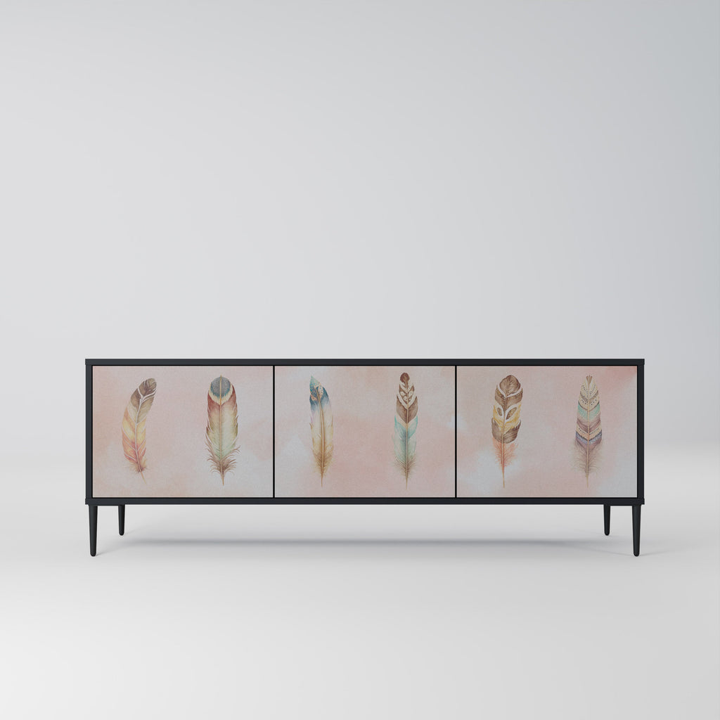 THE DELIQUESCE Móvel de TV com 3 Portas em Acabamento Preto