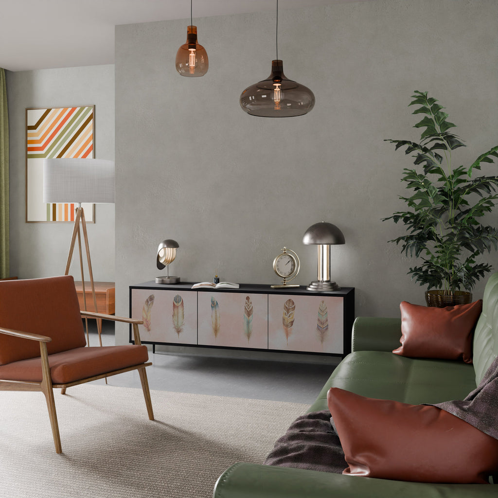 THE DELIQUESCE Móvel de TV com 3 Portas em Acabamento Preto