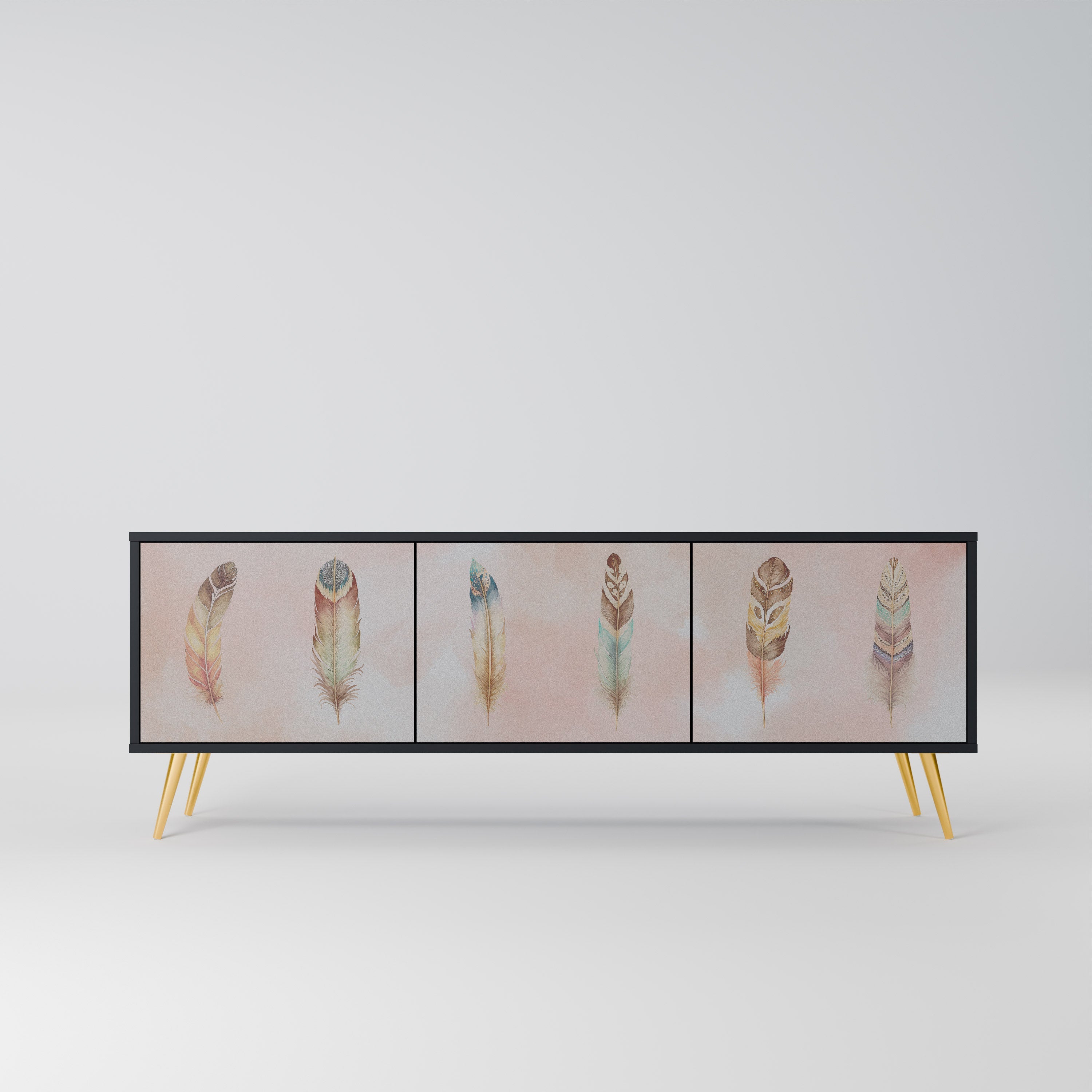 THE DELIQUESCE Móvel de TV com 3 Portas em Acabamento Preto