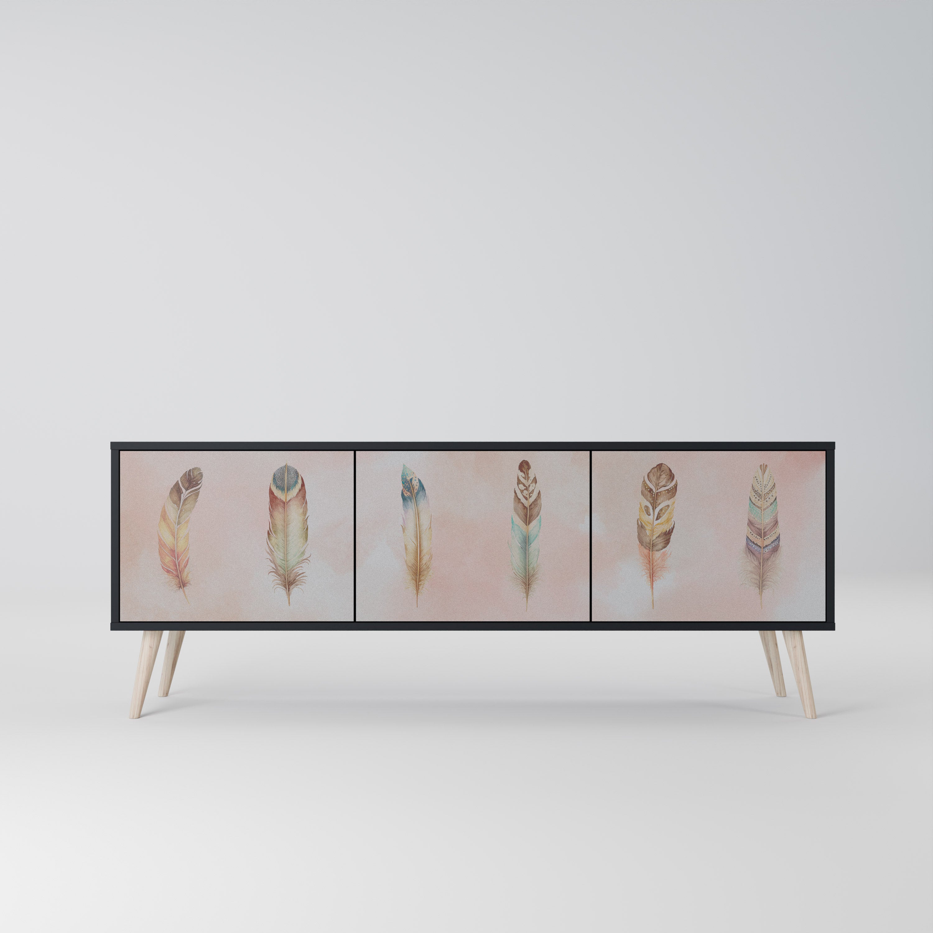 THE DELIQUESCE Móvel de TV com 3 Portas em Acabamento Preto