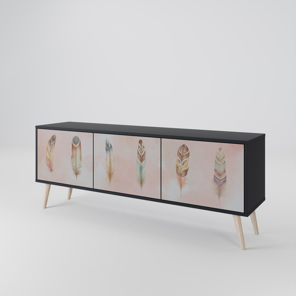 THE DELIQUESCE Móvel de TV com 3 Portas em Acabamento Preto