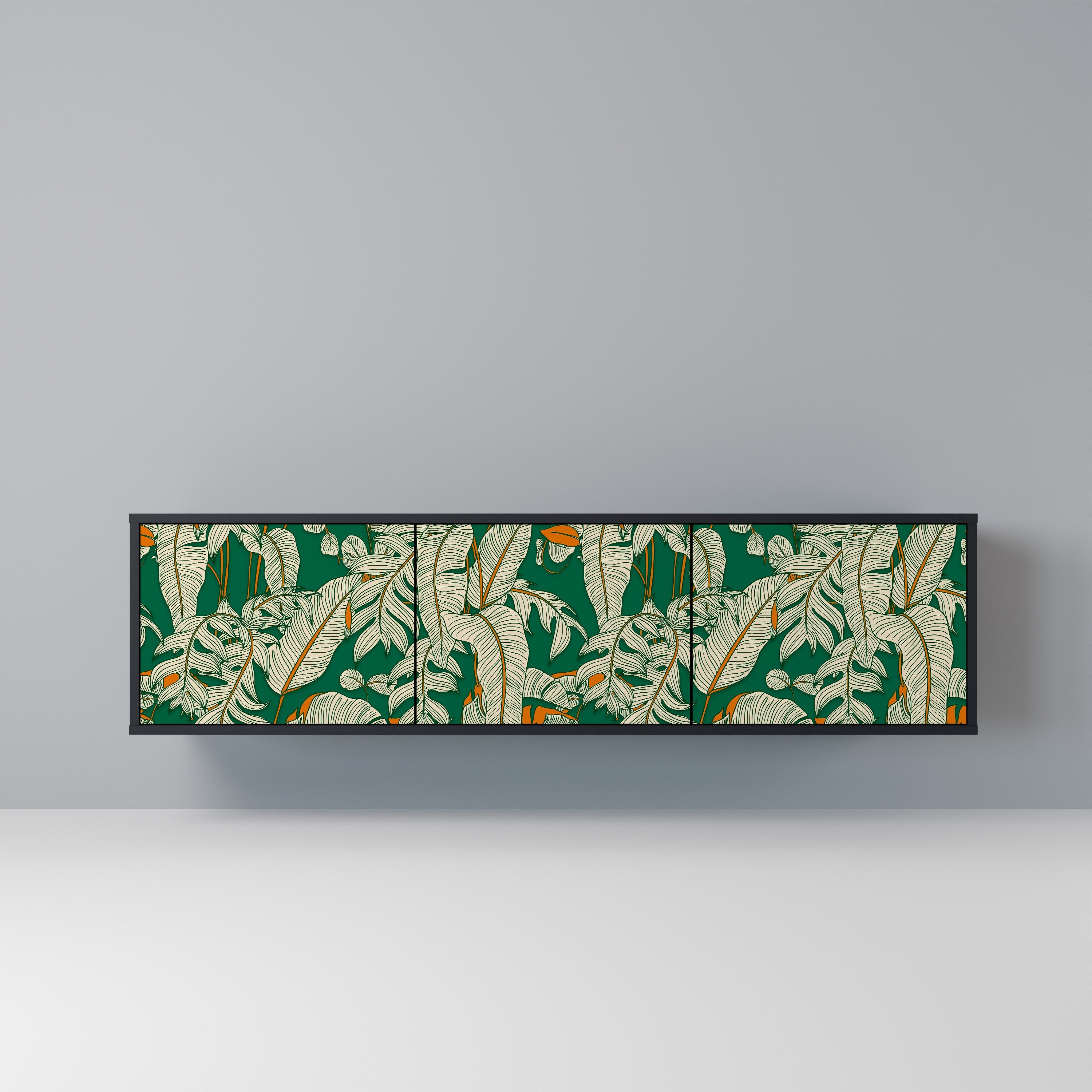 VERDANT PLEASURES Móvel de TV com 3 Portas em Acabamento Preto