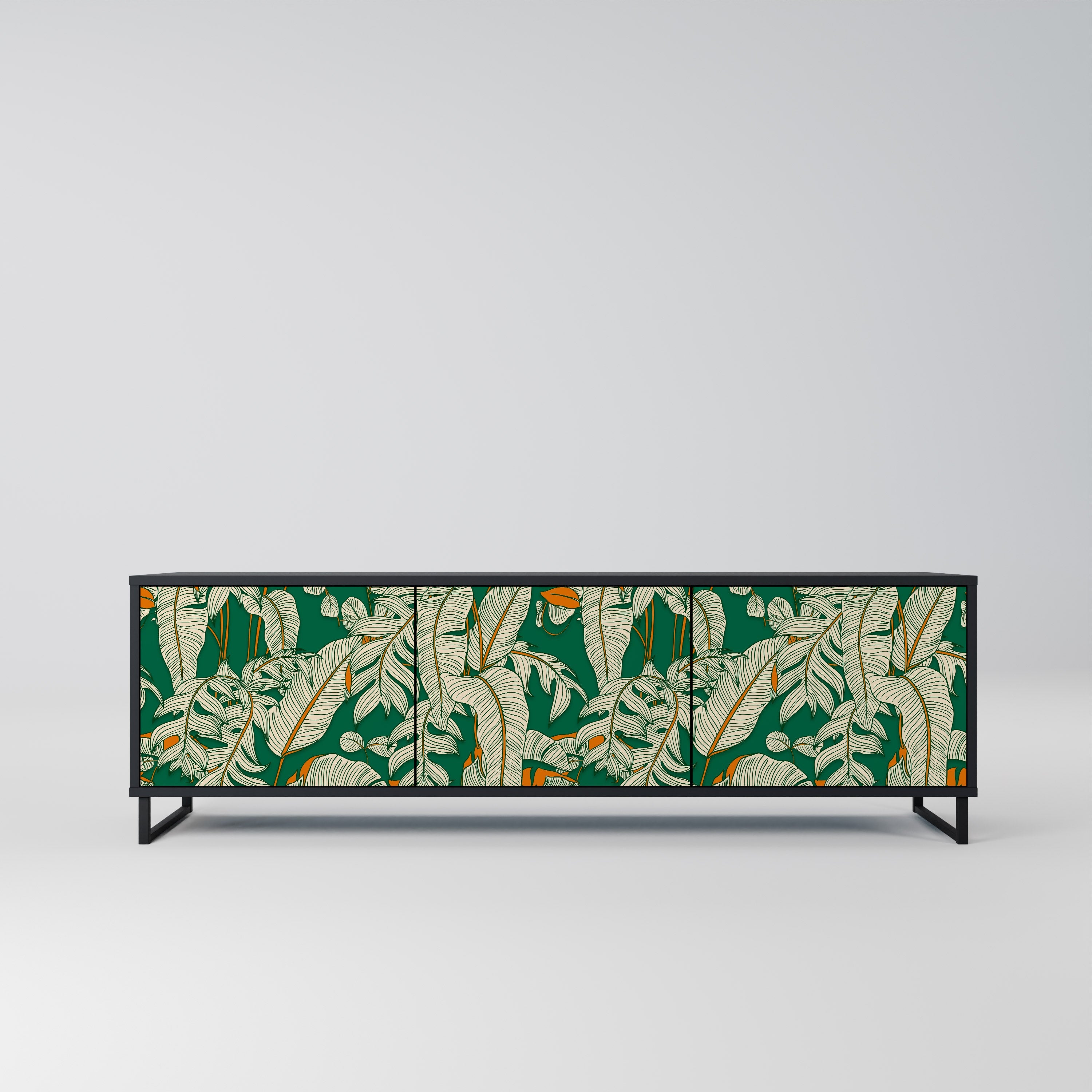 VERDANT PLEASURES Móvel de TV com 3 Portas em Acabamento Preto