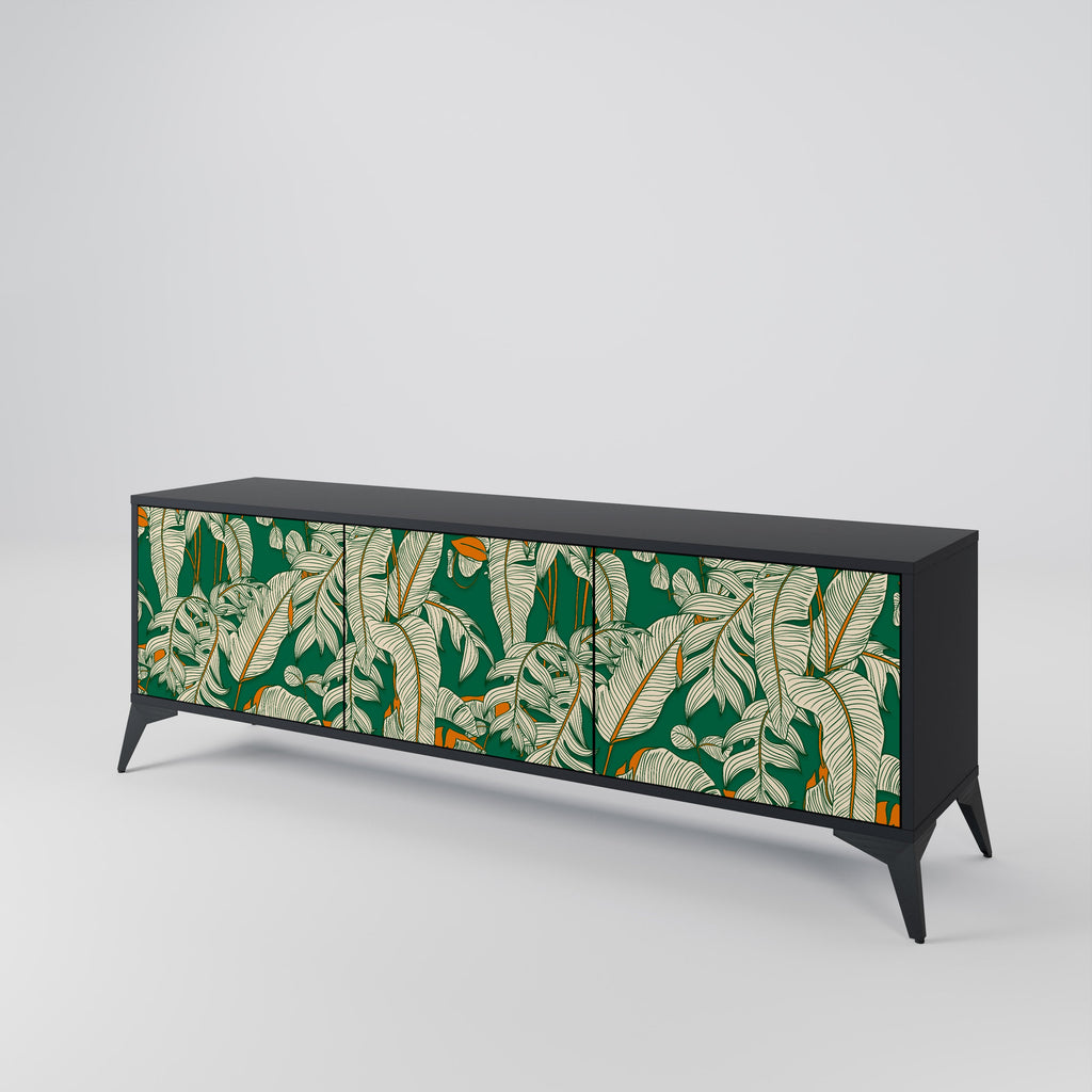 VERDANT PLEASURES Móvel de TV com 3 Portas em Acabamento Preto