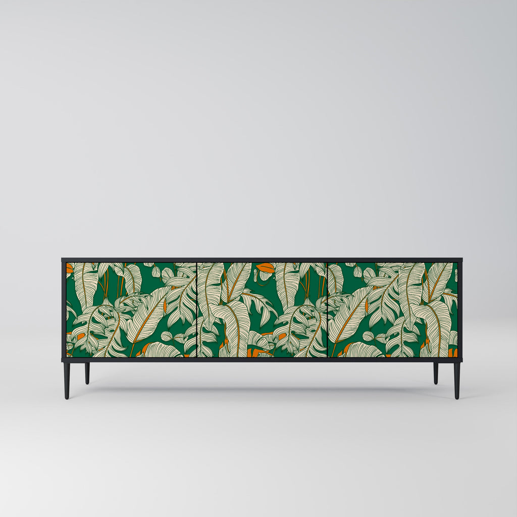 VERDANT PLEASURES Móvel de TV com 3 Portas em Acabamento Preto