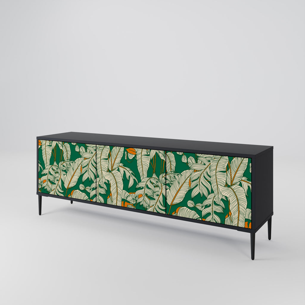 VERDANT PLEASURES Móvel de TV com 3 Portas em Acabamento Preto