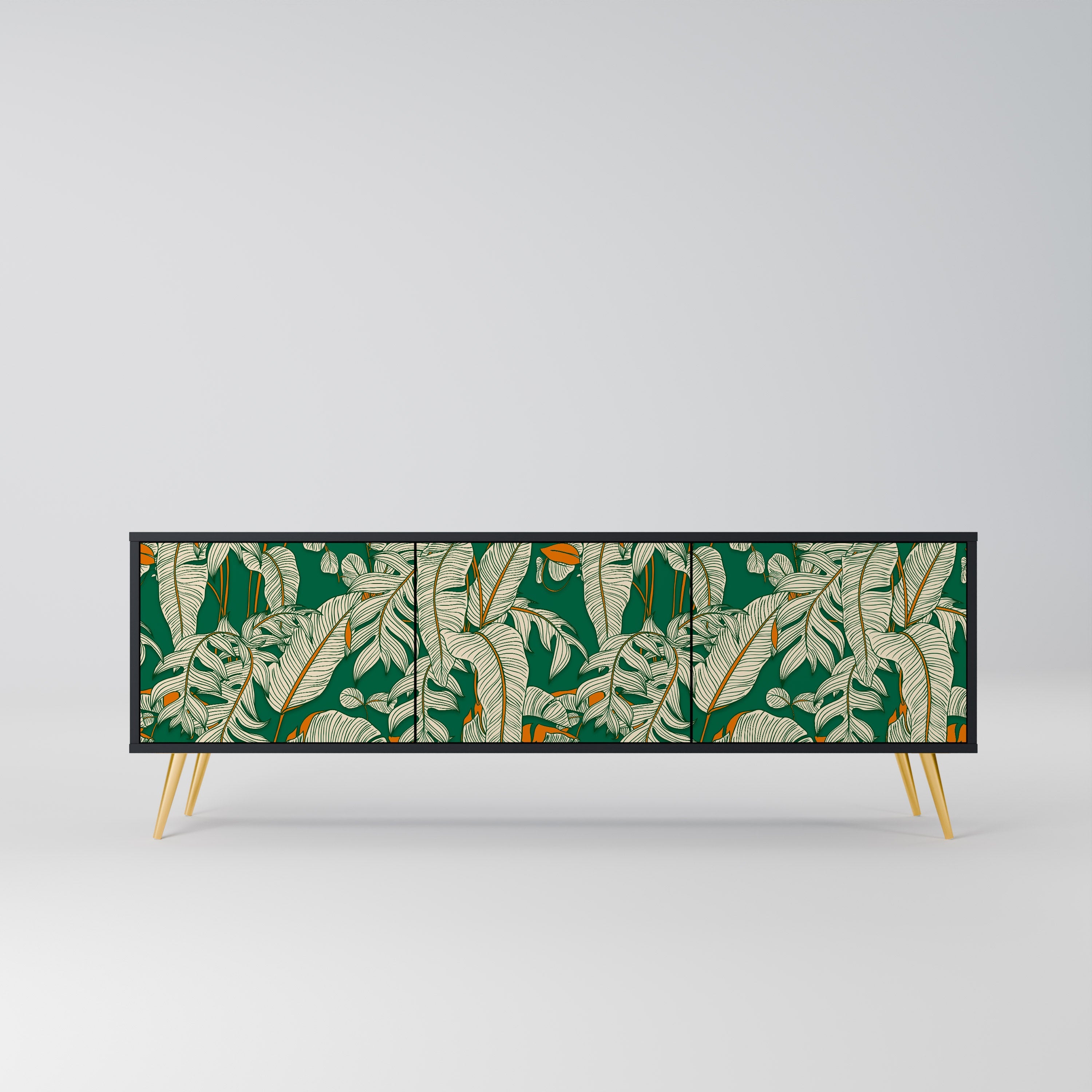 VERDANT PLEASURES Móvel de TV com 3 Portas em Acabamento Preto