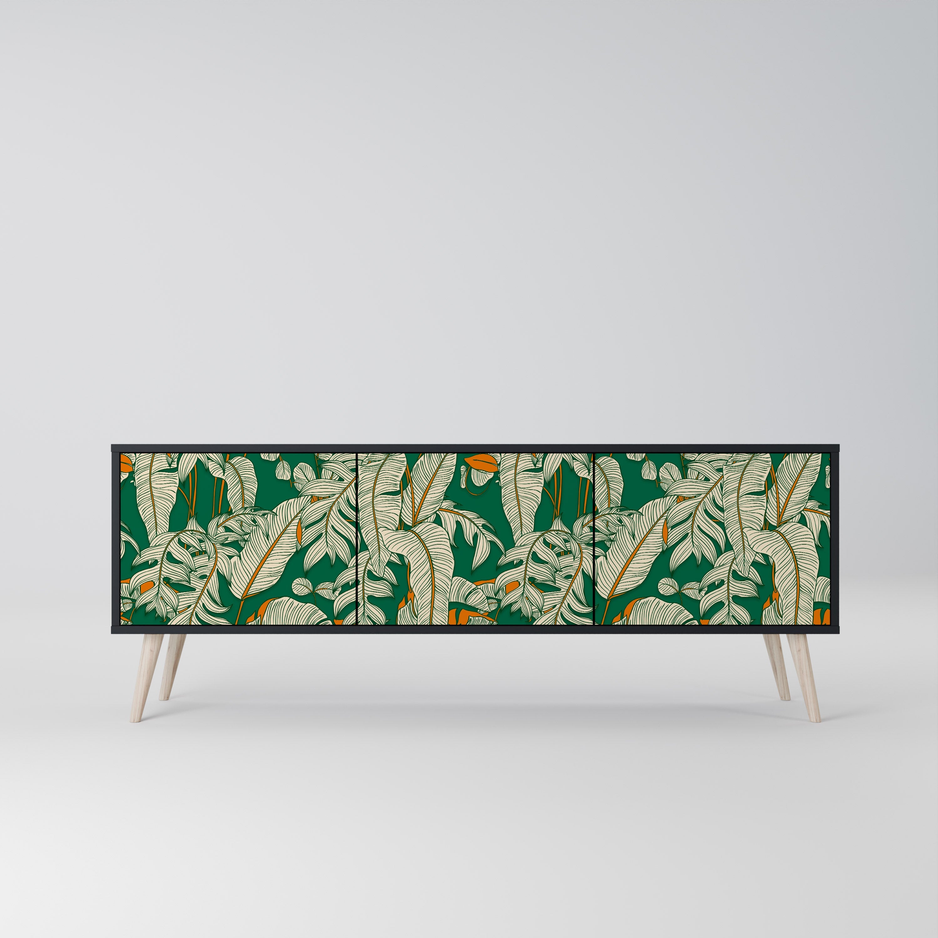 VERDANT PLEASURES Móvel de TV com 3 Portas em Acabamento Preto