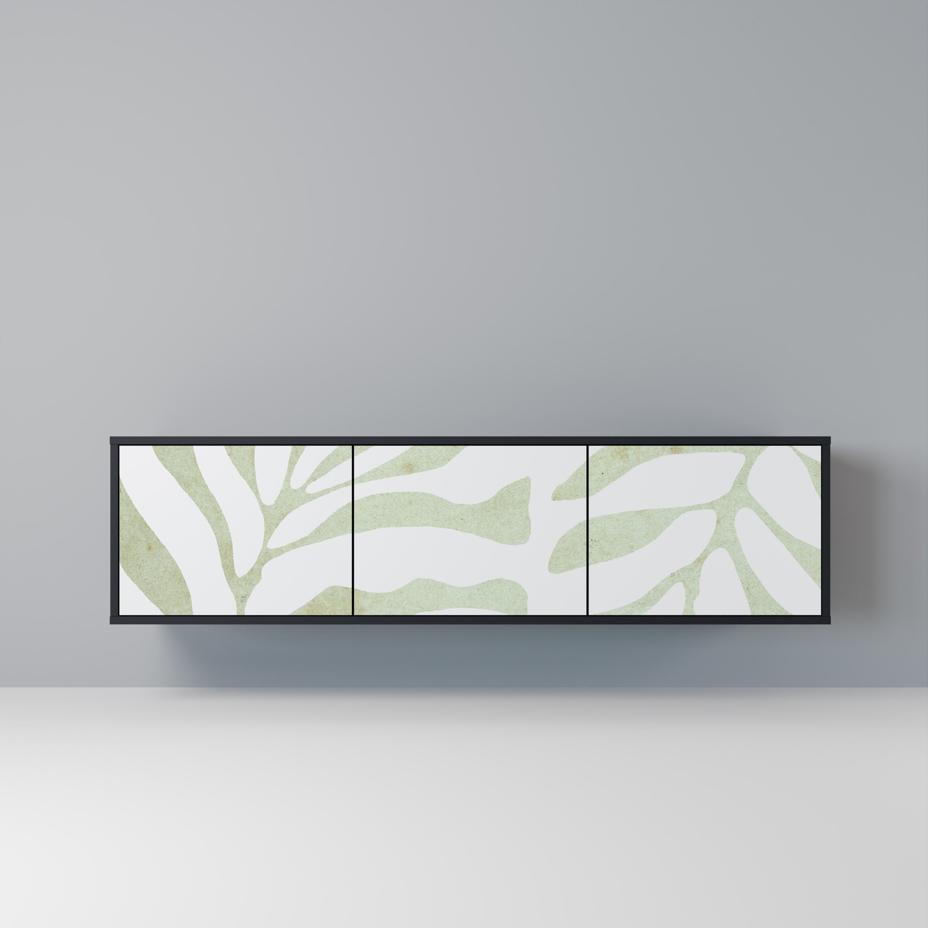 BOTANICAL SPARK Móvel de TV com 3 Portas em Acabamento Preto