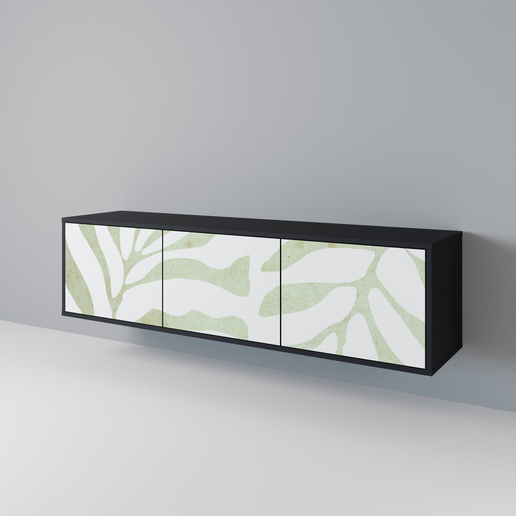 BOTANICAL SPARK Móvel de TV com 3 Portas em Acabamento Preto