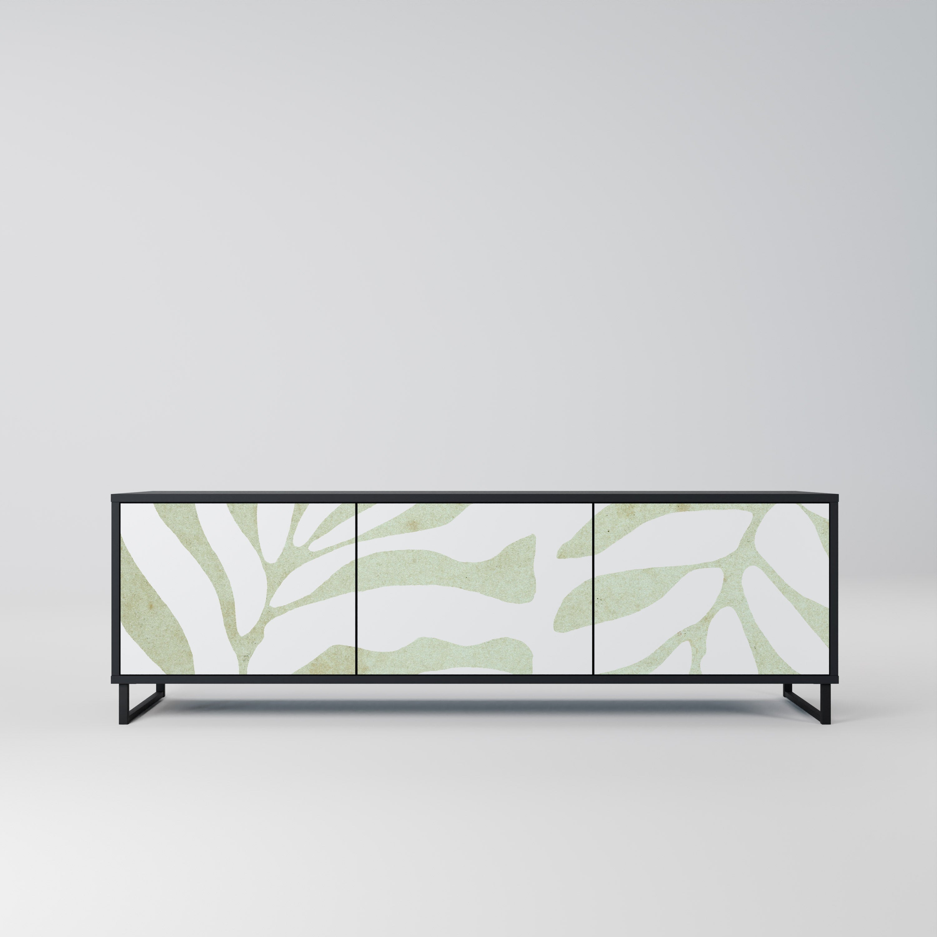 BOTANICAL SPARK Móvel de TV com 3 Portas em Acabamento Preto