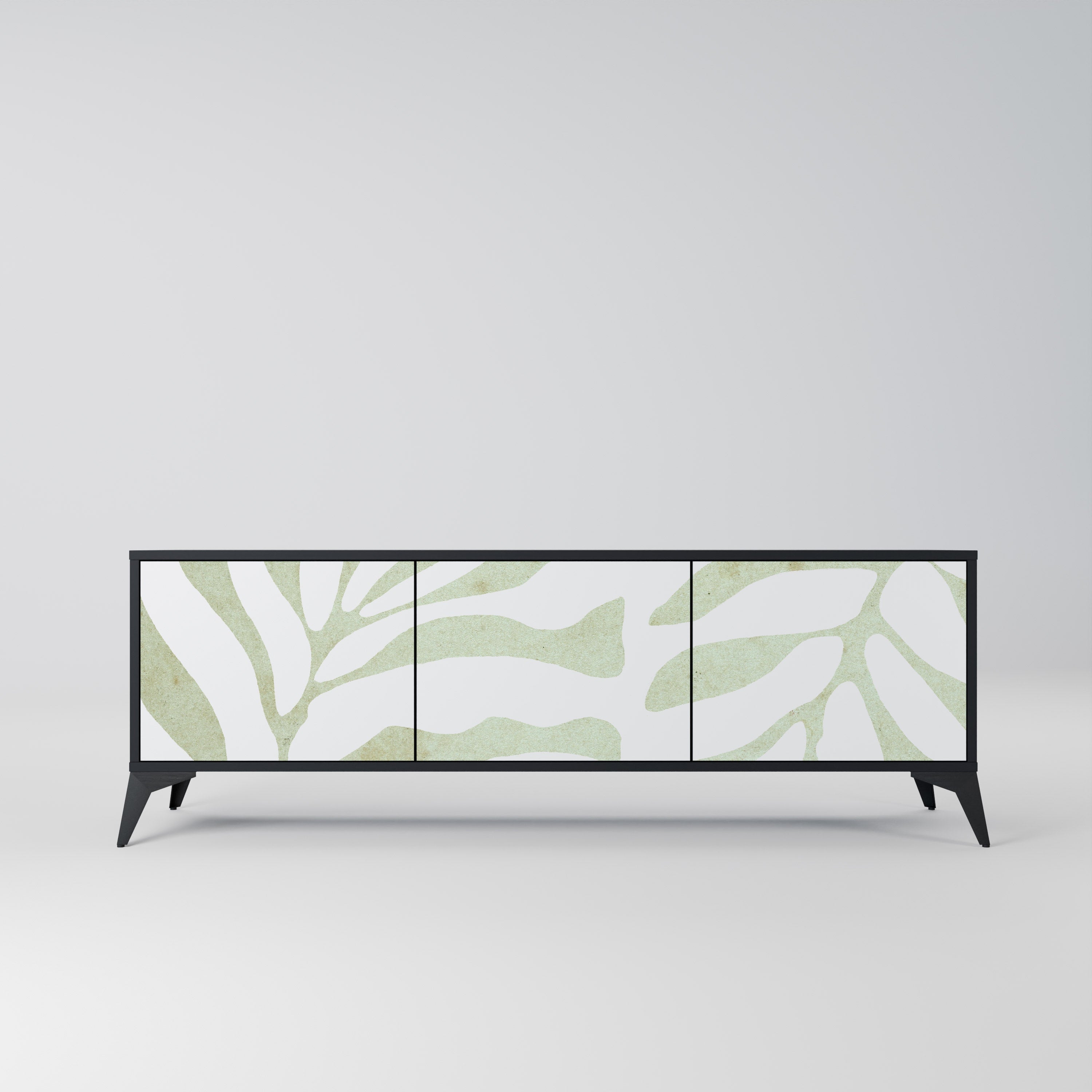 BOTANICAL SPARK Móvel de TV com 3 Portas em Acabamento Preto