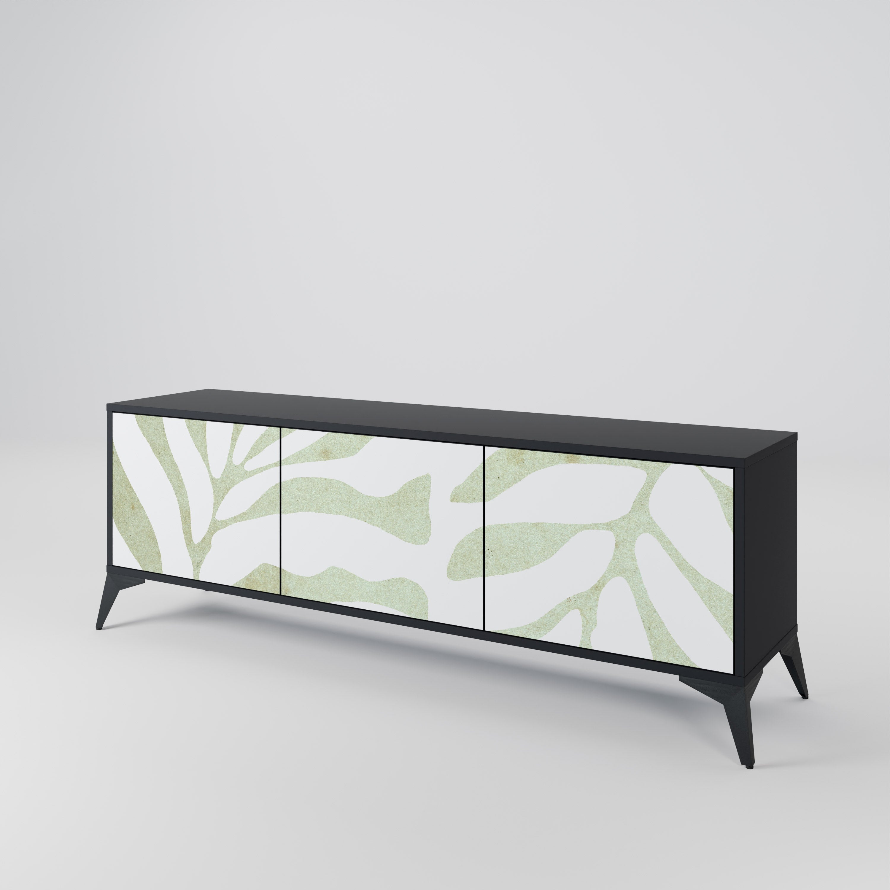 BOTANICAL SPARK Móvel de TV com 3 Portas em Acabamento Preto