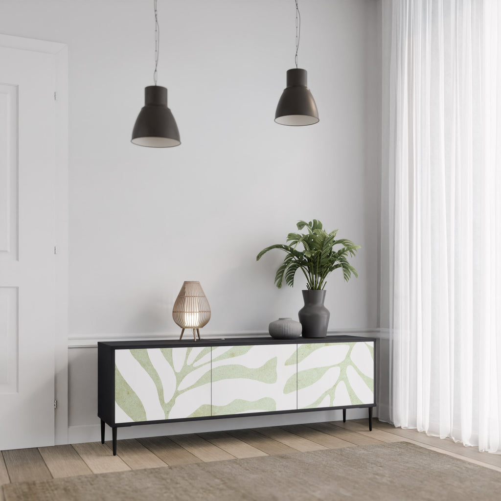 BOTANICAL SPARK Móvel de TV com 3 Portas em Acabamento Preto