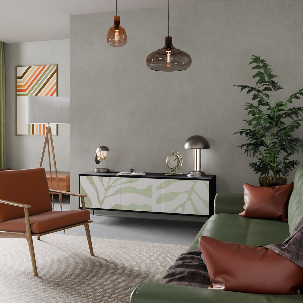 BOTANICAL SPARK Móvel de TV com 3 Portas em Acabamento Preto