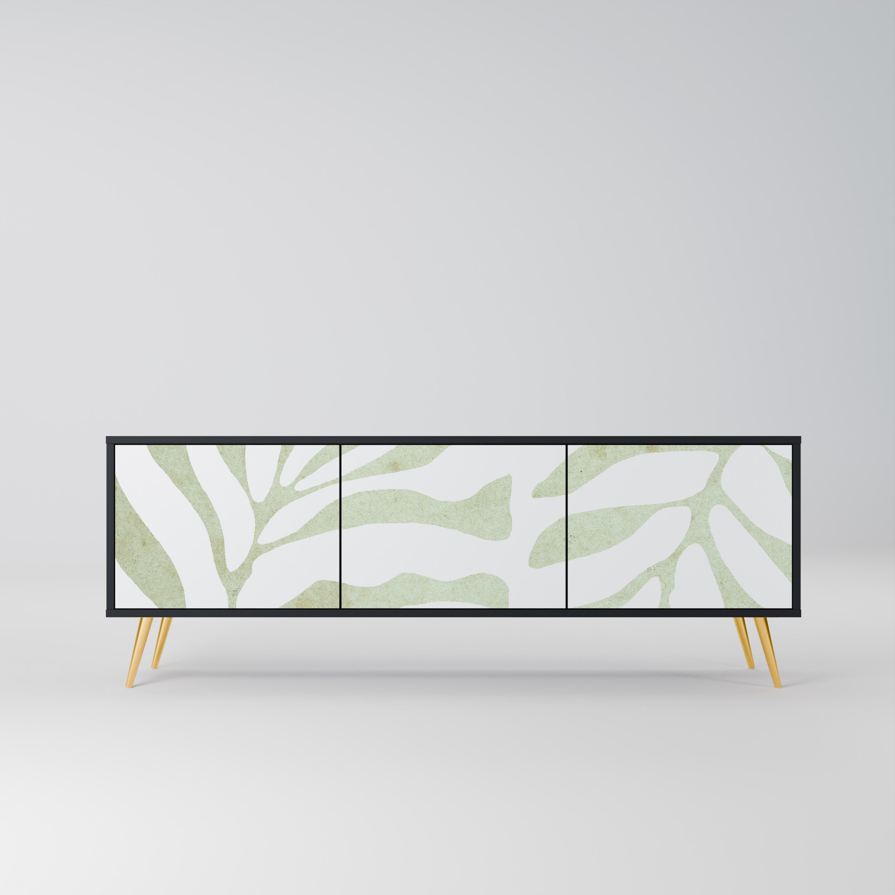 BOTANICAL SPARK Móvel de TV com 3 Portas em Acabamento Preto