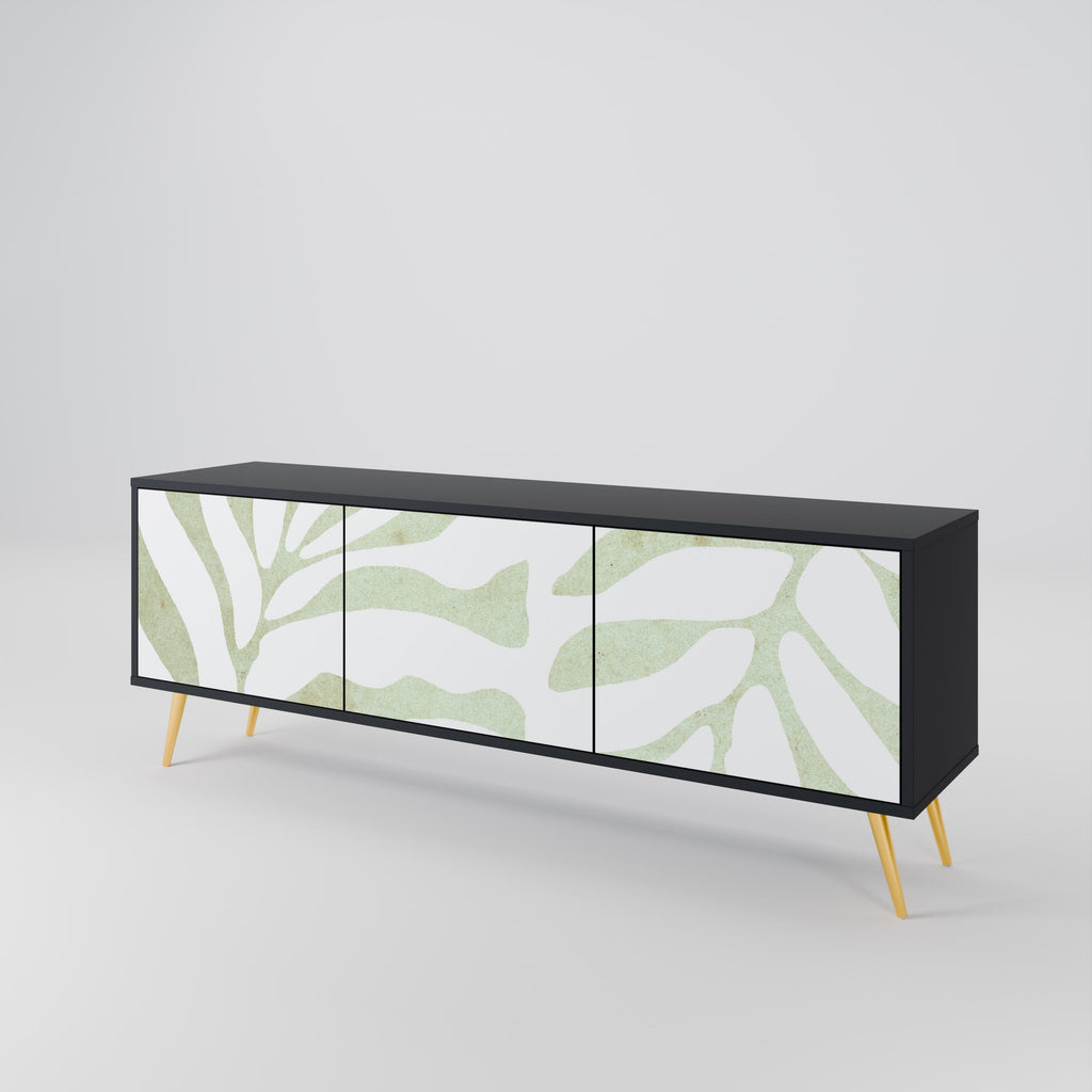 BOTANICAL SPARK Móvel de TV com 3 Portas em Acabamento Preto